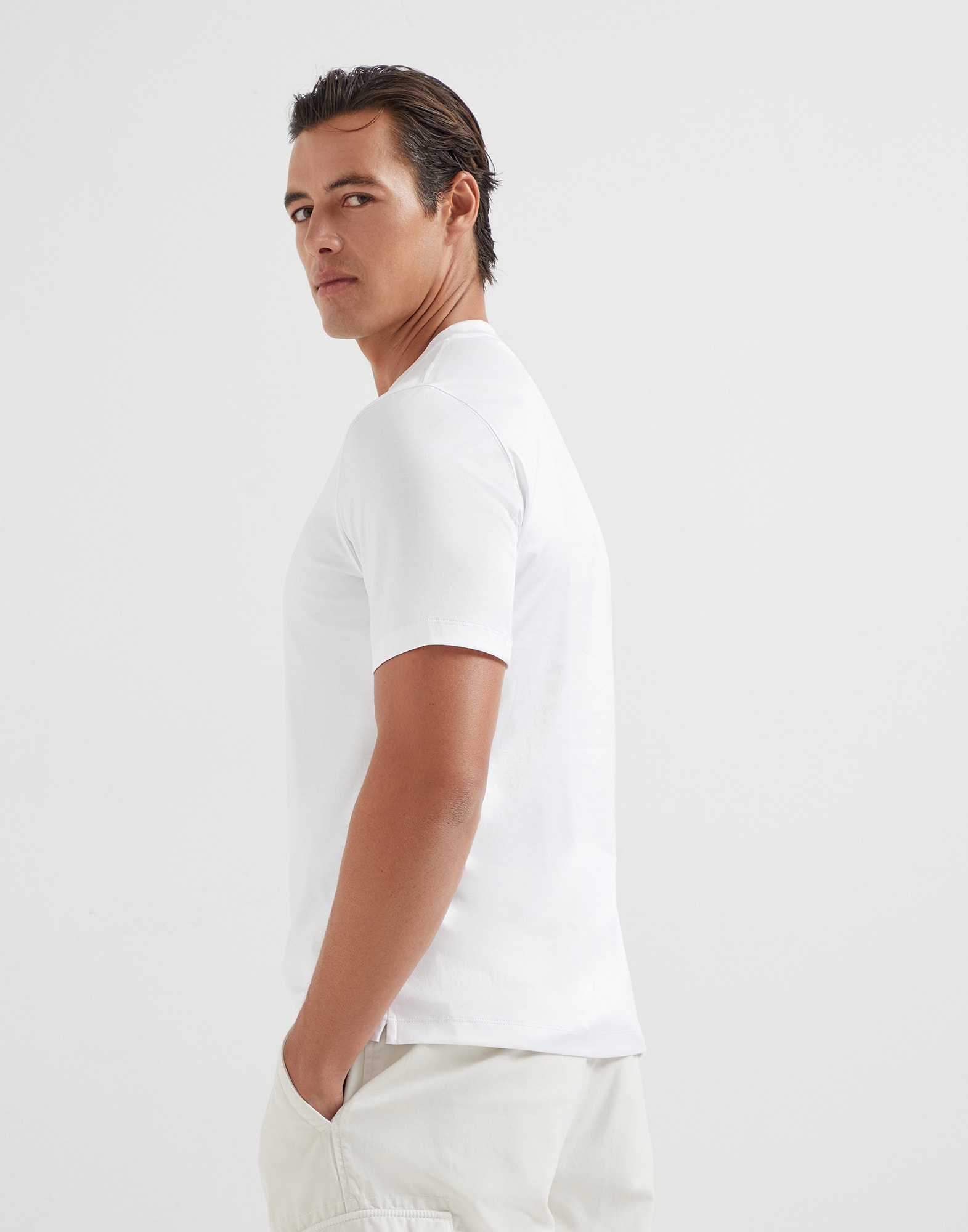 メンズ 向け ホワイト プリント Tシャツ | Brunello Cucinelli メンズ 向け ホワイト プリント Tシャツ | Brunello Cucinelli