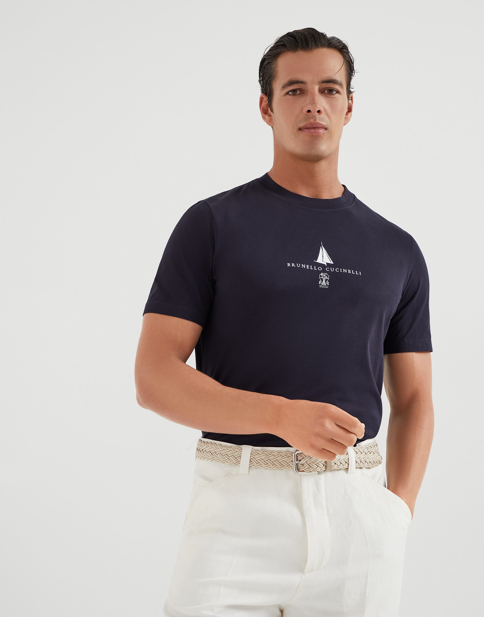 BRUNELLO CUCINELLI /Tシャツ/新品未使用 メンズ 向け ホワイト プリント Tシャツ | Brunello Cucinelli
