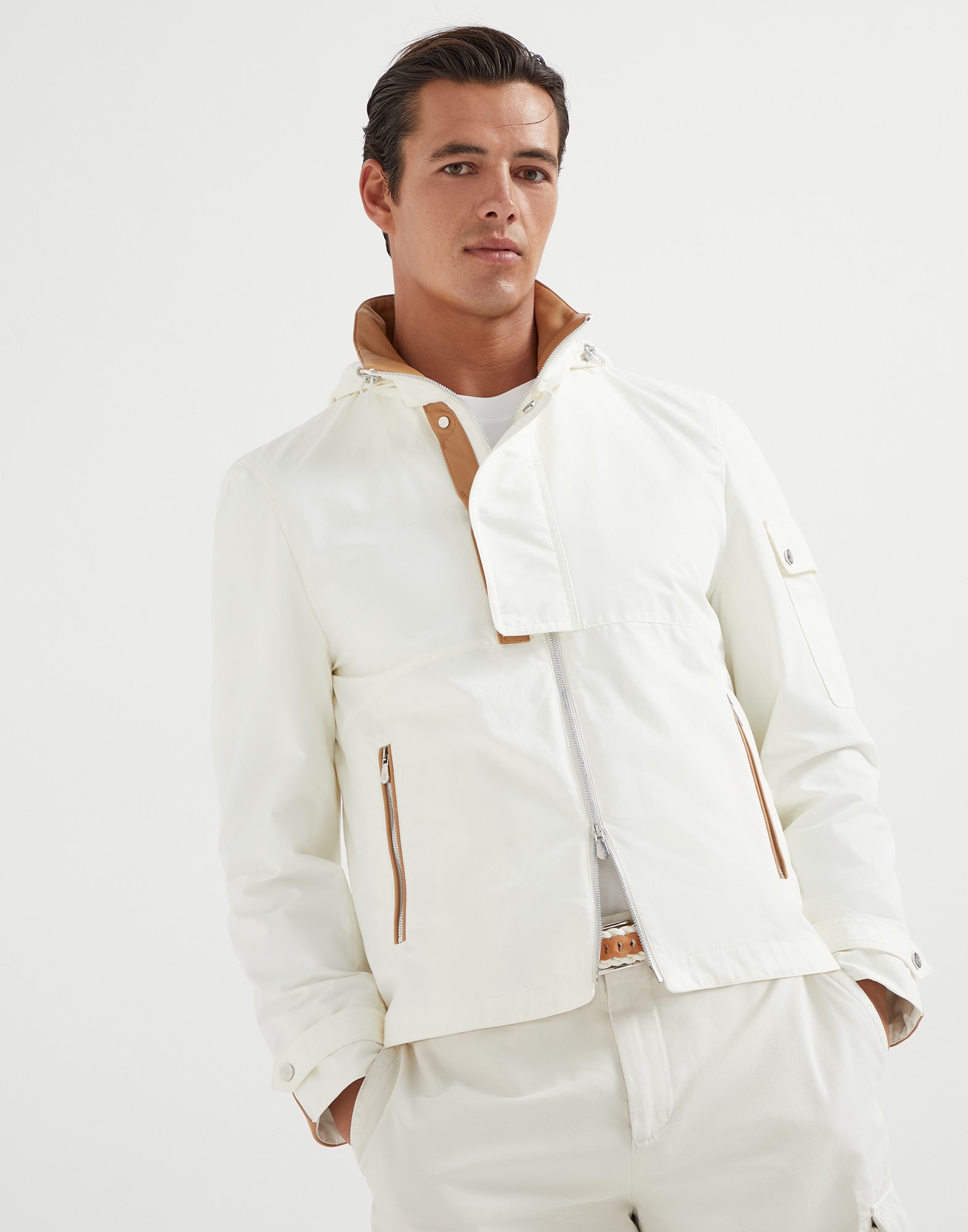 Giubbino in gabardina Off-White Uomo - Brunello Cucinelli