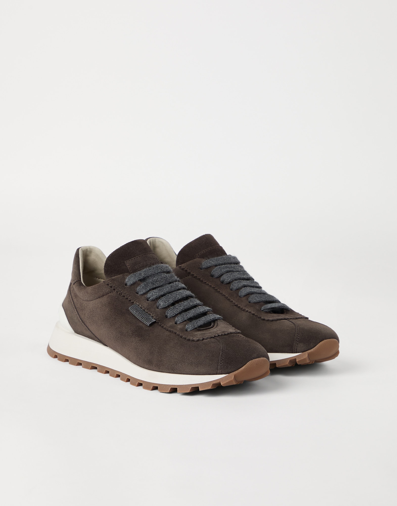 スニーカー BRUNELLO CUCINELLI Women Sneakers MZSFG2908 C7495 BROWN Suede runners for Woman in Pine Cone Brown | Brunello Cucinelli