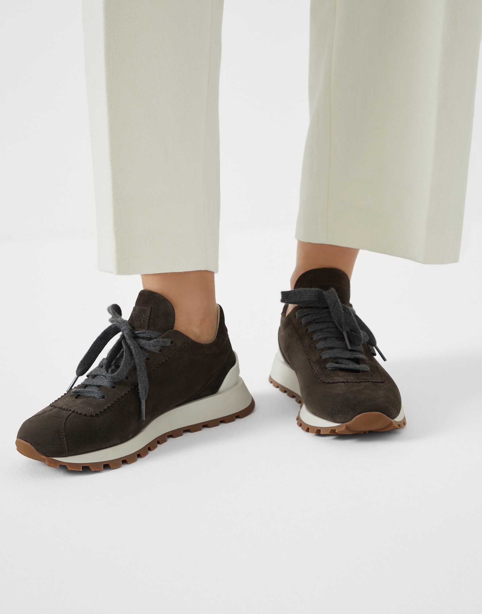 Suede runners for Woman in Pine Cone Brown | Brunello Cucinelli Suede runners for Woman in Pine Cone Brown | Brunello Cucinelli