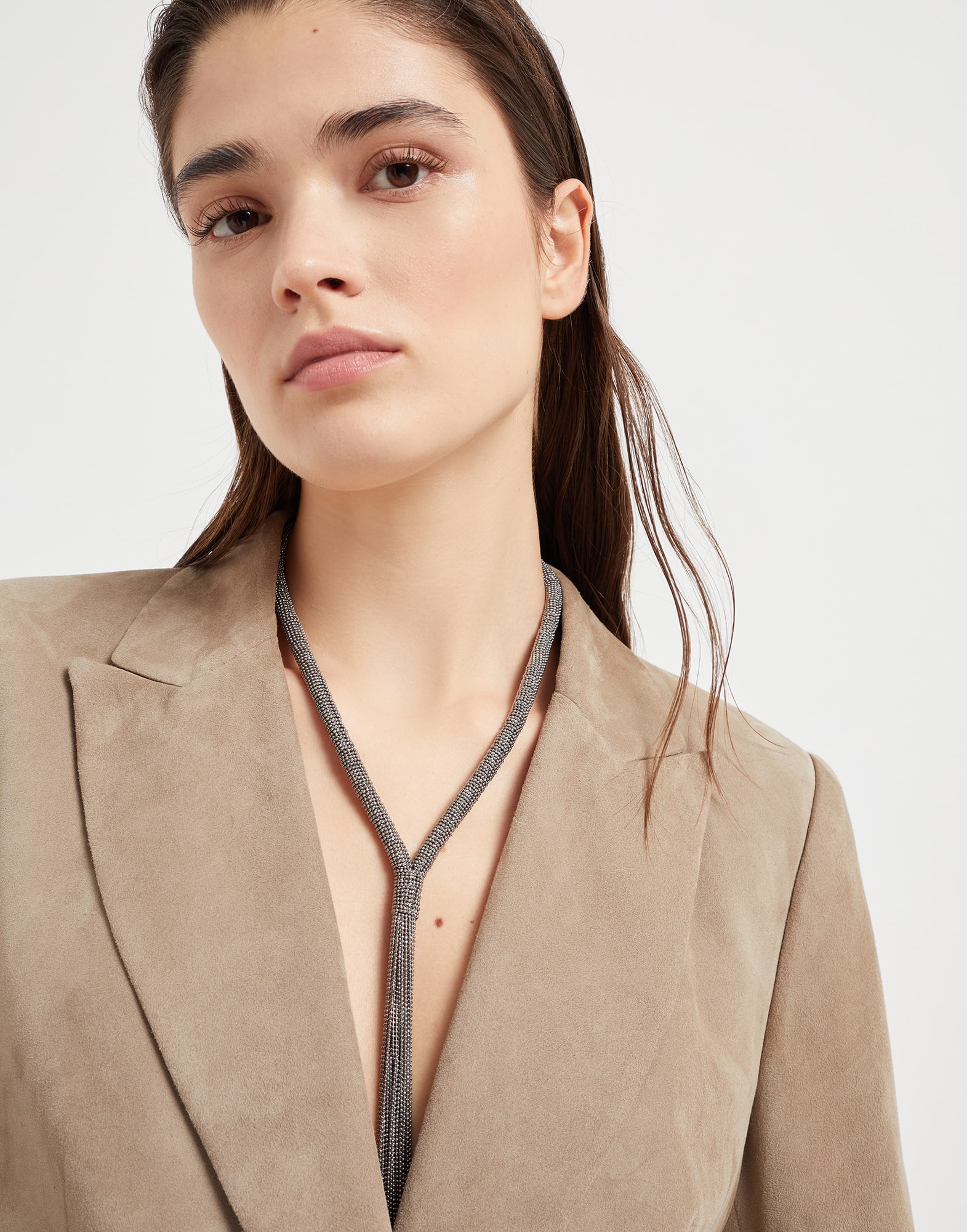 Monili tie necklace for Woman in Lignite Grey | Brunello Monili tie necklace for Woman in Lignite Grey | Brunello