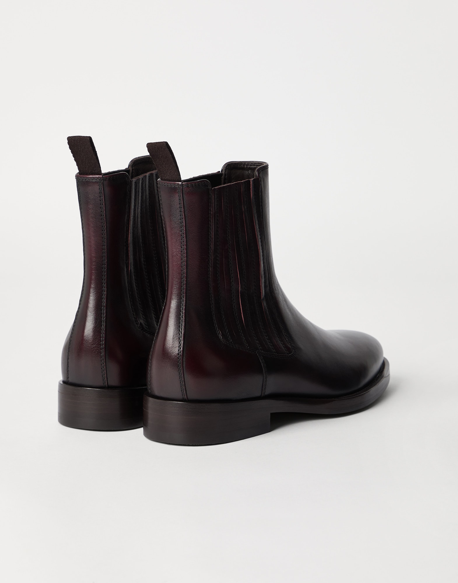 Calfskin Chelsea boots for Man in Dark Mahogany | Brunello Calfskin Chelsea boots for Man in Dark Mahogany | Brunello