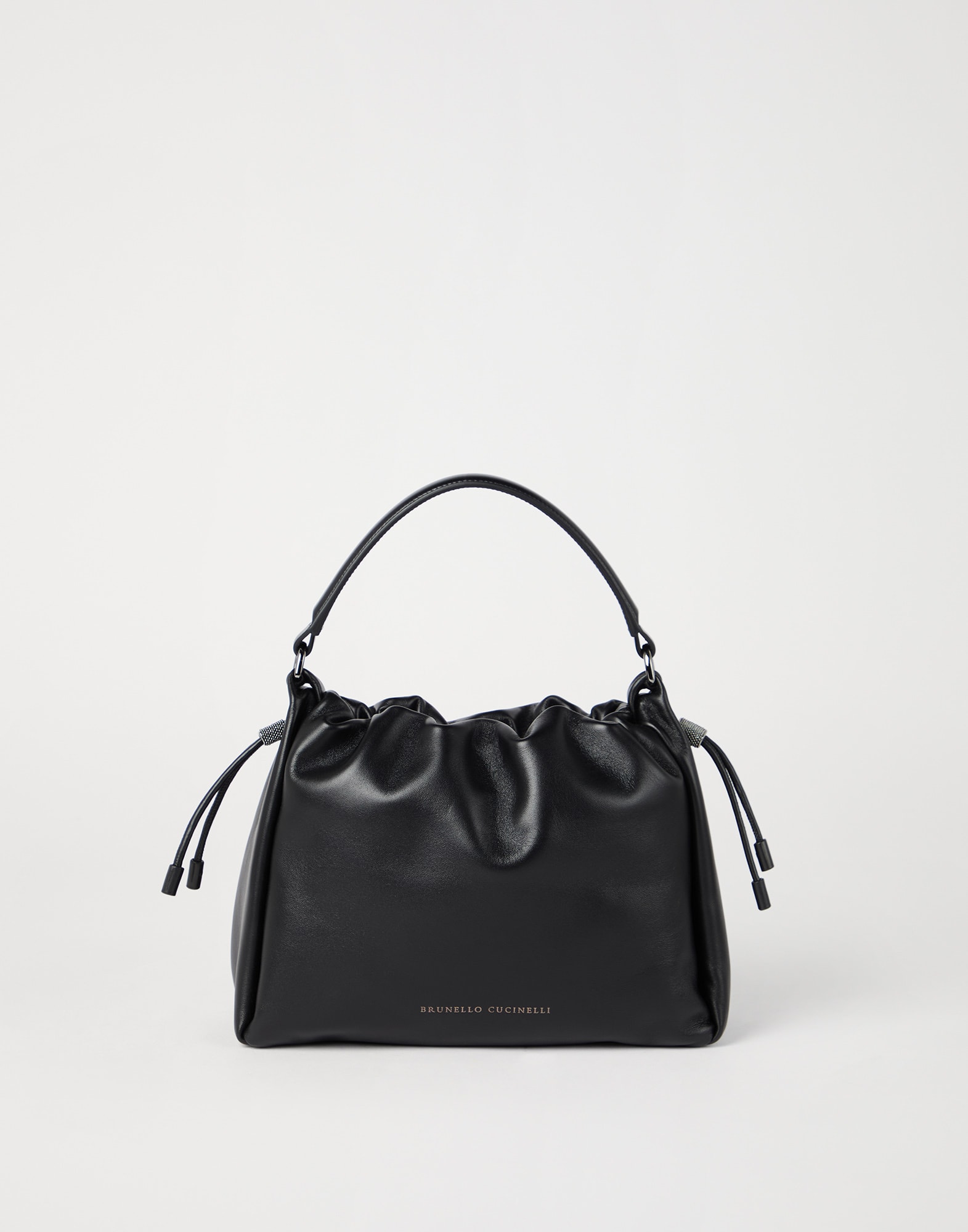 【関税&送料込】Brunello Cucinelli Mellow Bucket Leather Han Small Soft Leather Mellow Bucket bag for Woman in Black