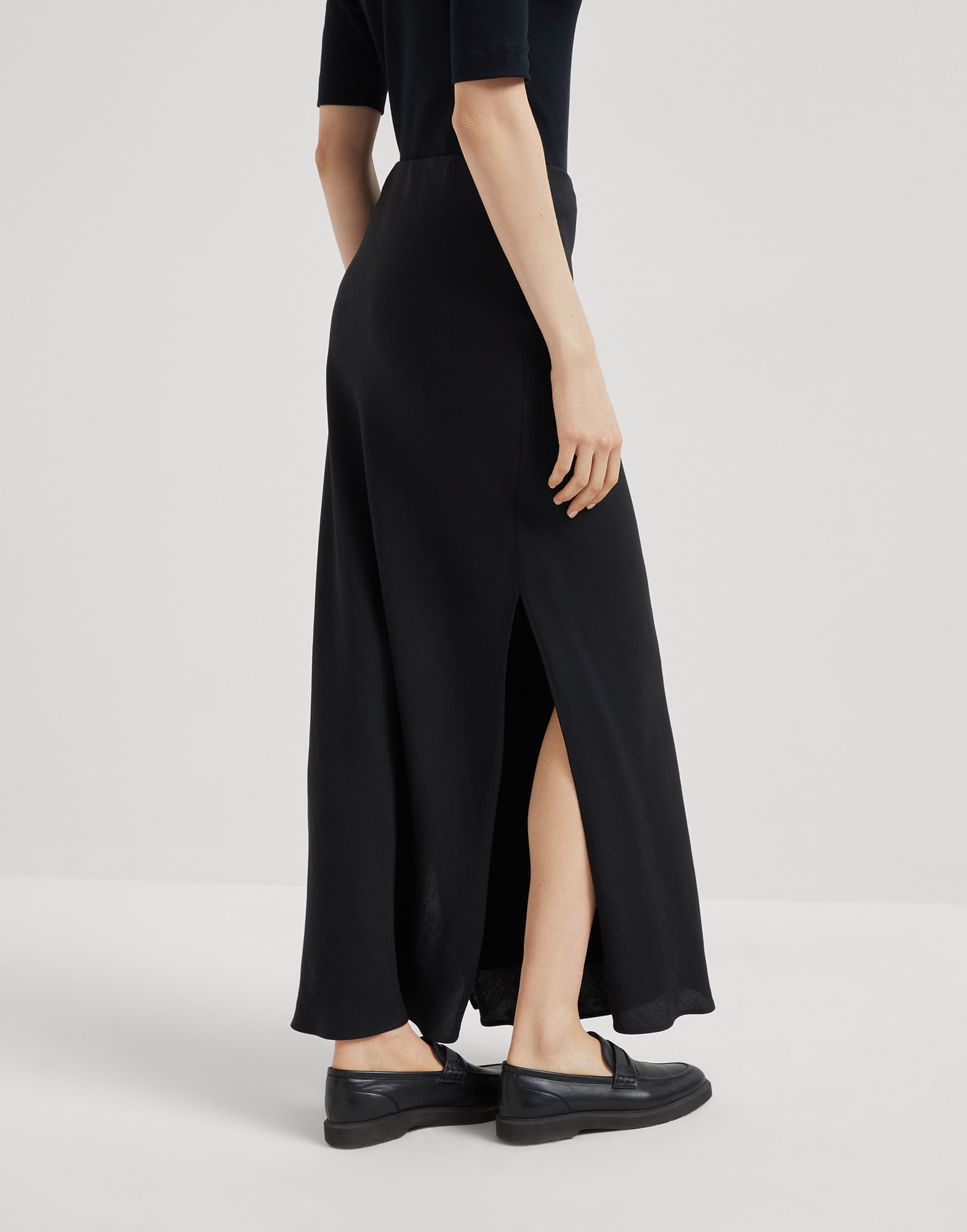 Bias-cut skirt for Woman in Black | Brunello Cucinelli Bias-cut skirt for Woman in Black | Brunello Cucinelli