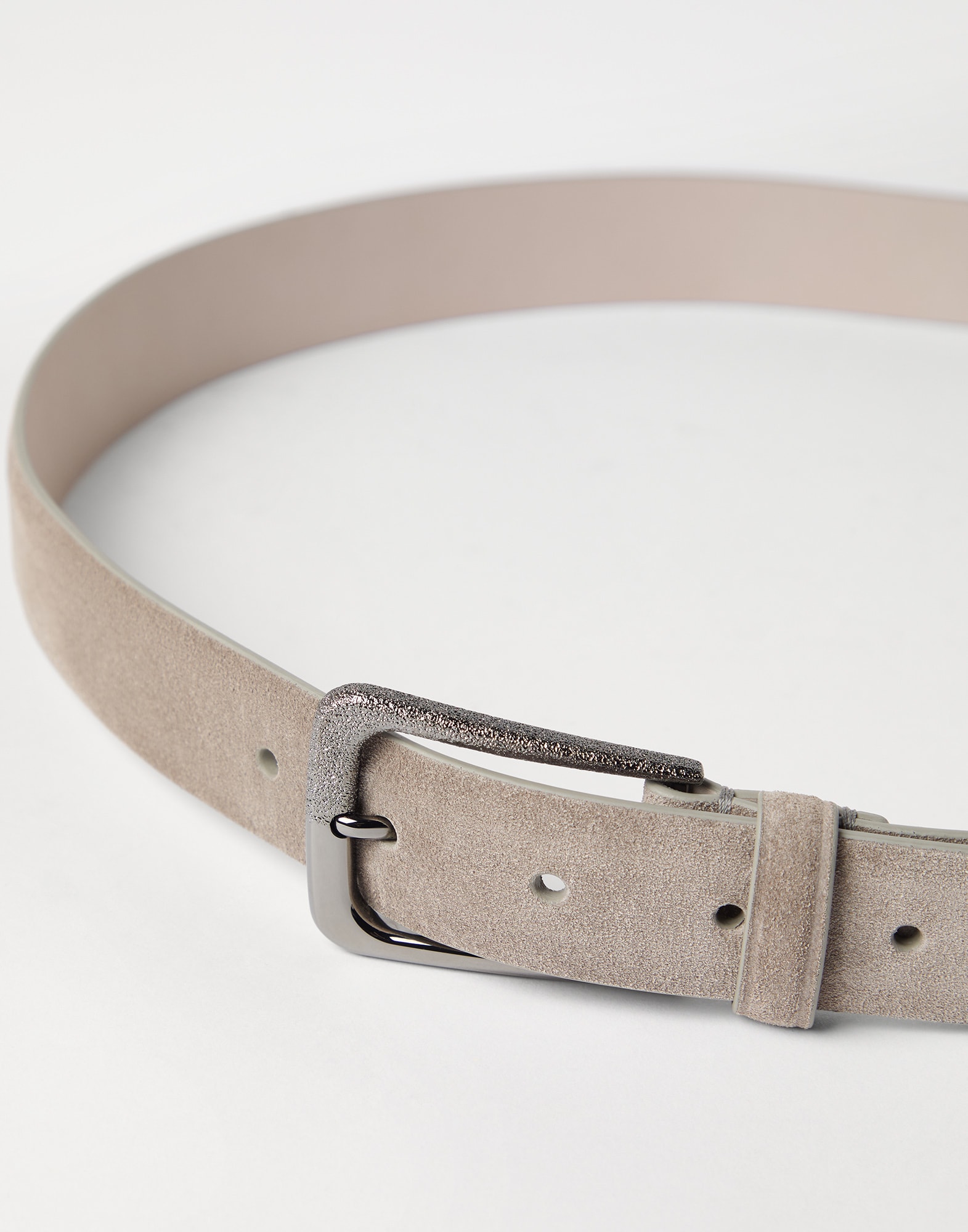 Suede belt for Woman in Light Grey | Brunello Cucinelli Suede belt for Woman in Light Grey | Brunello Cucinelli