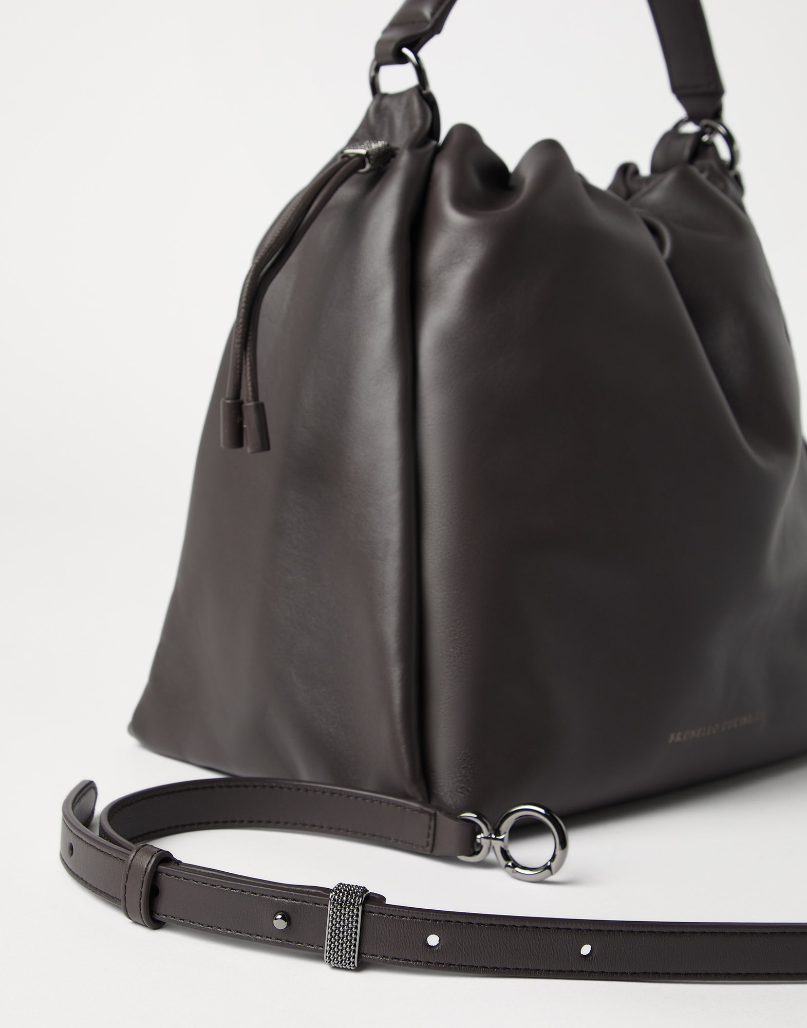 BRUNELLO CUCINELLI ソフトレザー バケット バッグ レディース 向け ブラック ソフトレザー Mellow バケットバッグ
