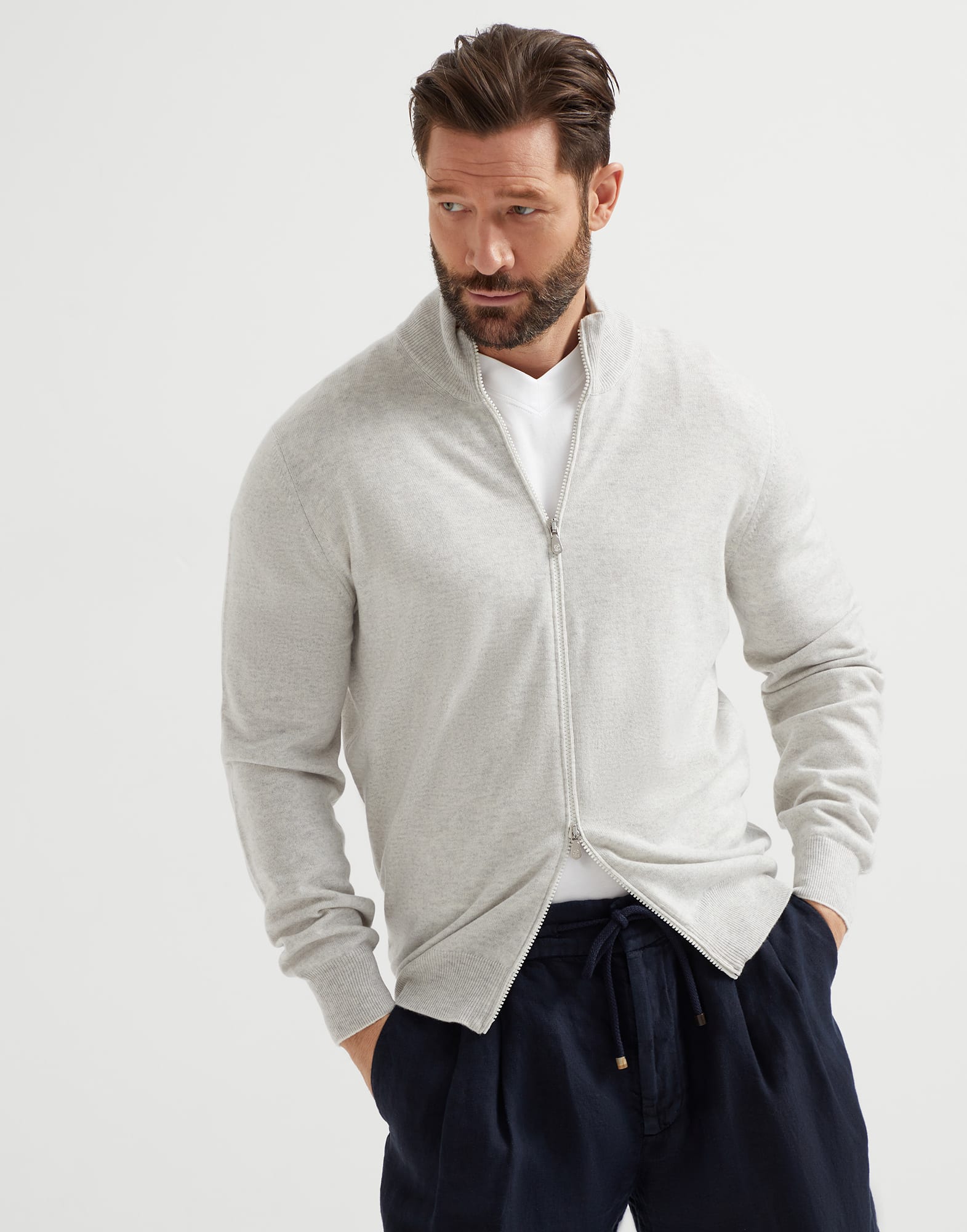 ブルネロクチネリ カーディガン ジップアップ カシミヤシルク 44 ブルネロクチネリ カーディガン ジップアップ カシミヤシルク 44