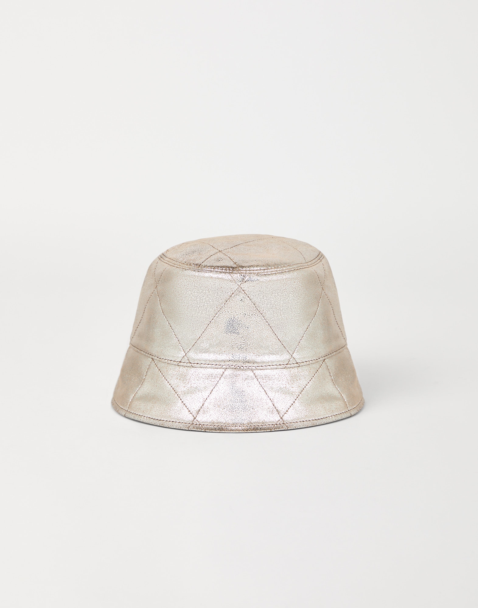 Cappello Bucket in nappa lamé Argento Donna - Brunello Cucinelli
