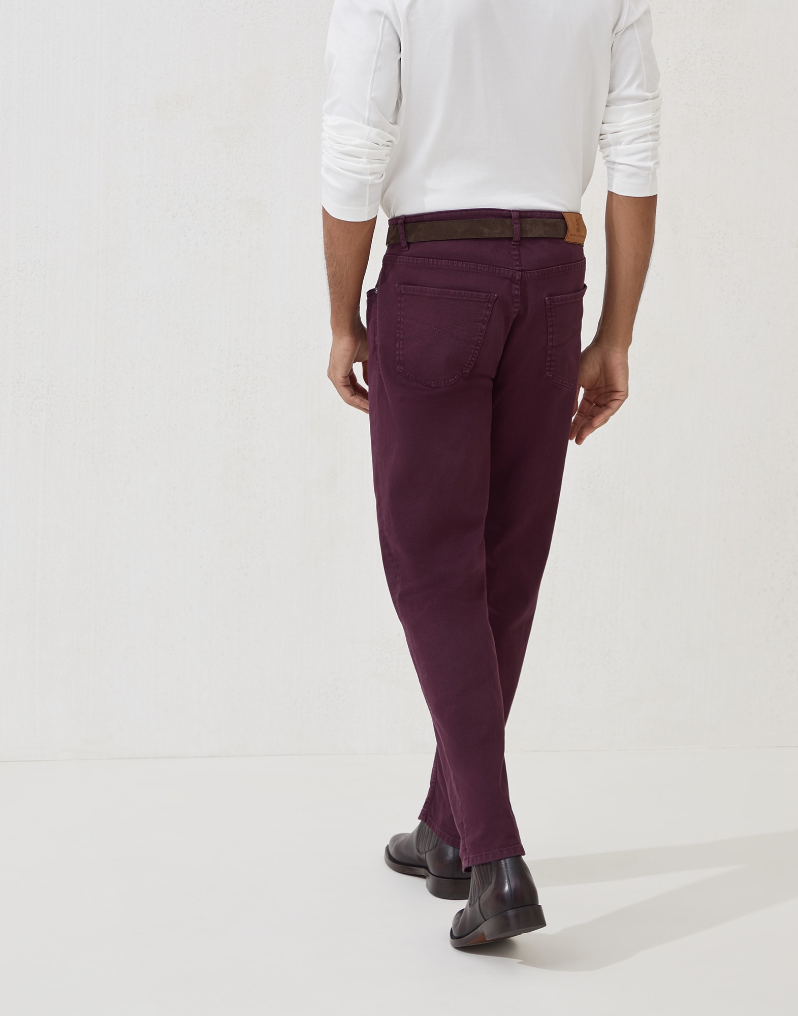 Pantalone in denim leggero Burgundy Uomo - Brunello Cucinelli