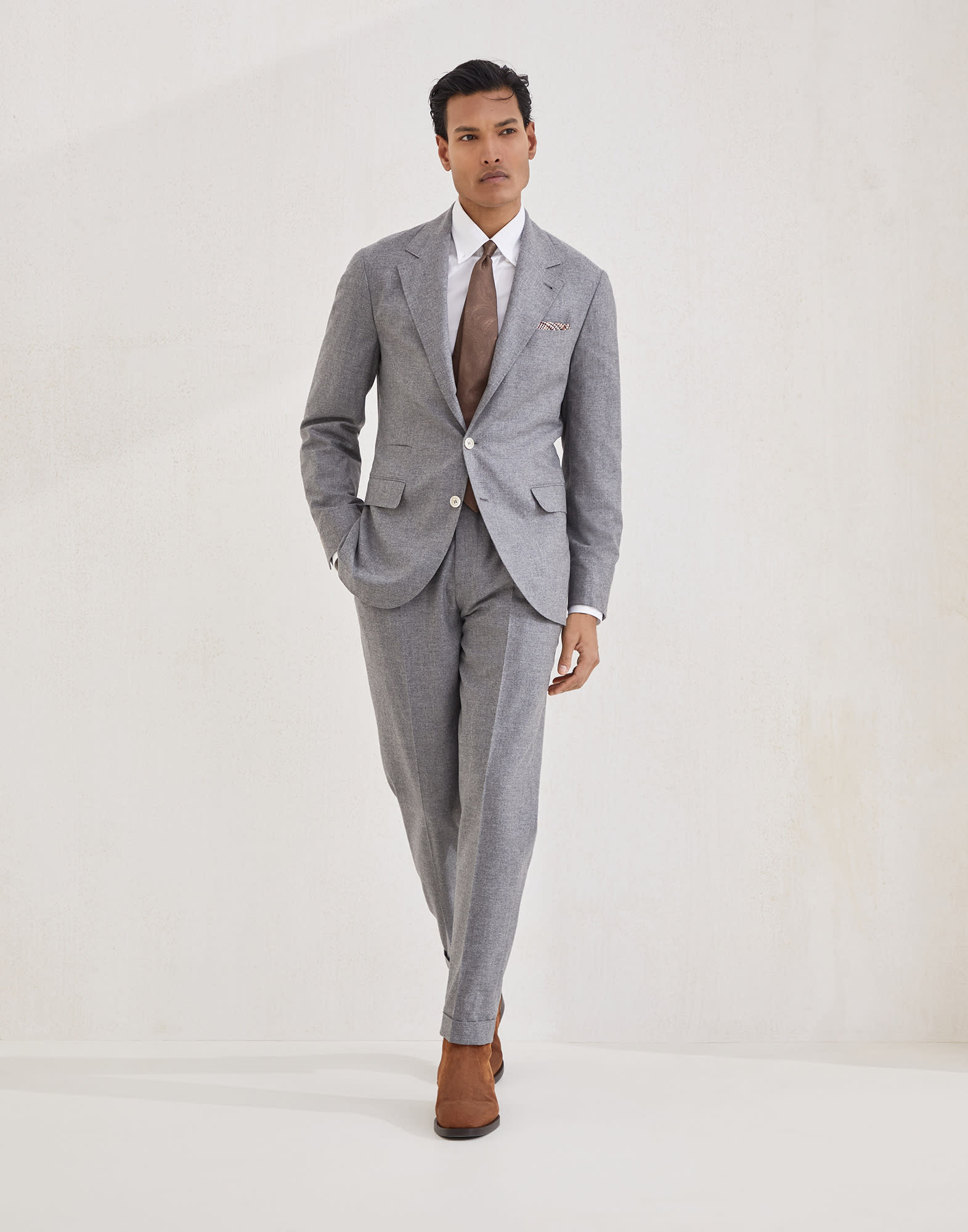 Flannel dress Grey Man - Brunello Cucinelli