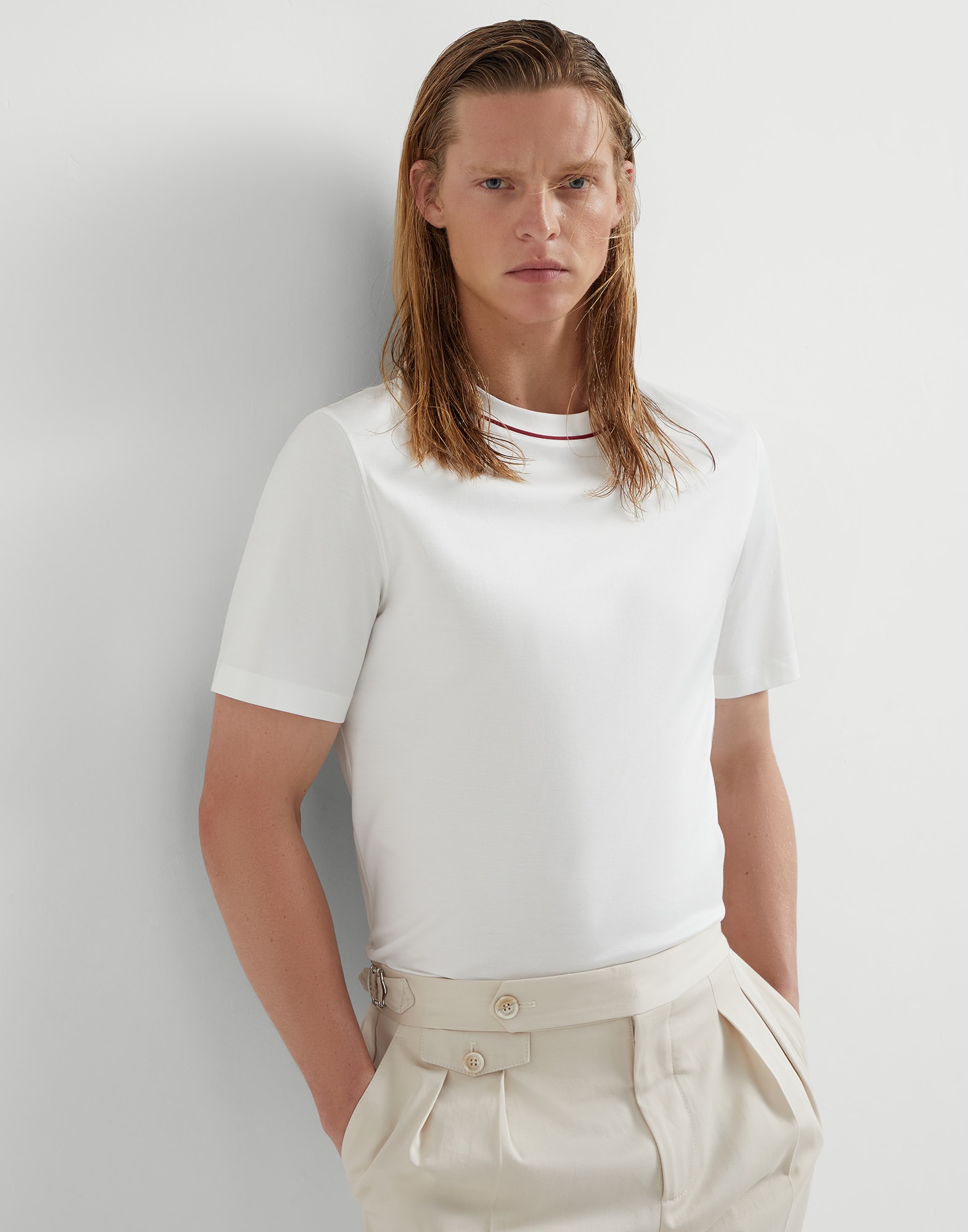 T-shirt in jersey Off-White Uomo - Brunello Cucinelli