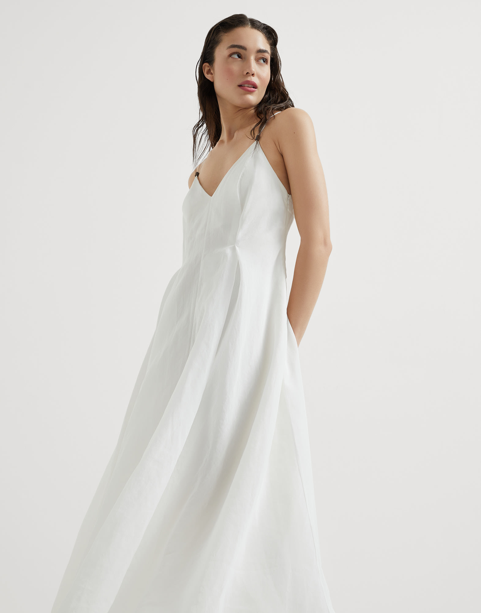 Organza dress with monili White Woman - Brunello Cucinelli