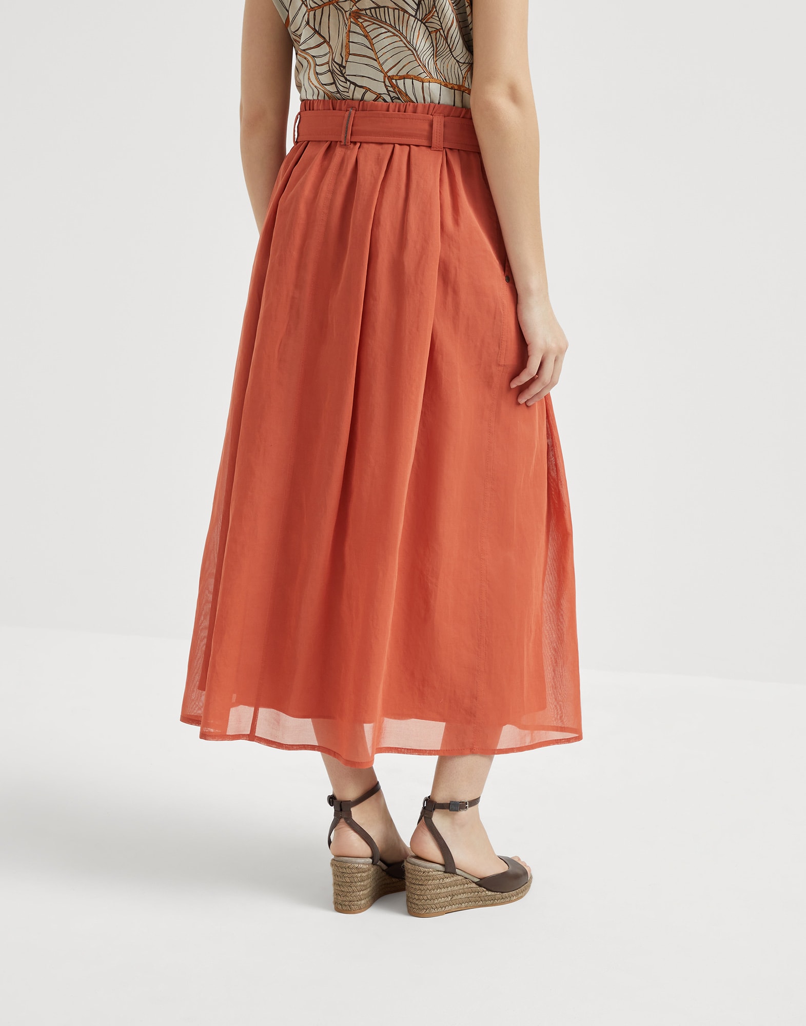 Falda Full con Monile Naranja Mujer - Brunello Cucinelli