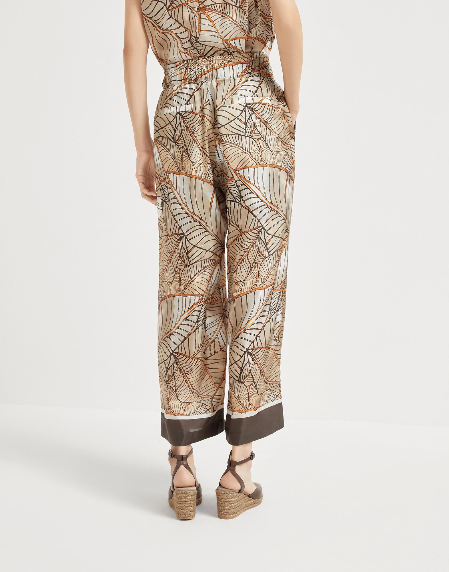 Pyjama-Hose mit Papyrus Print Muster Damen - Brunello Cucinelli