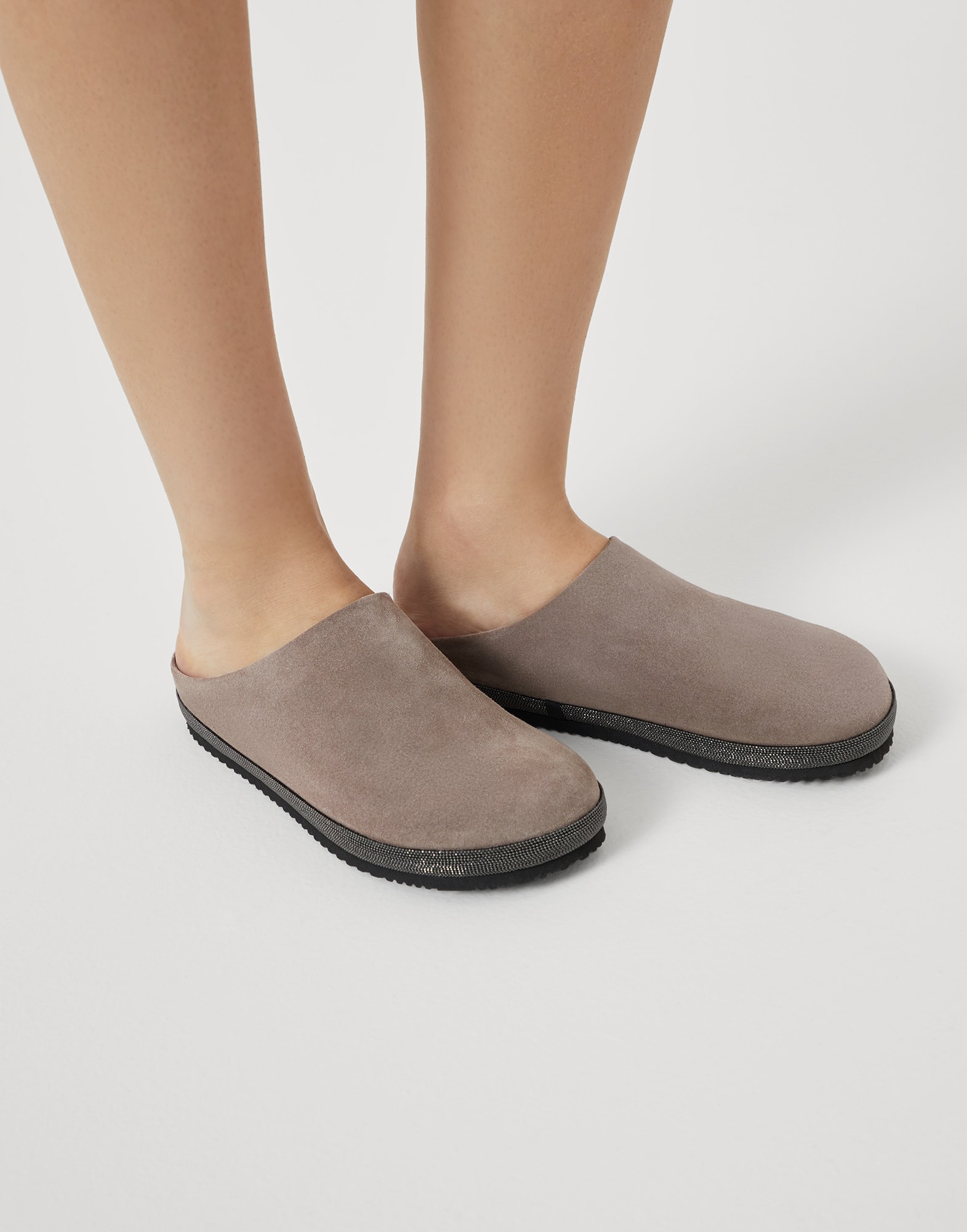 Slippers with monili Hazelnut Woman - Brunello Cucinelli