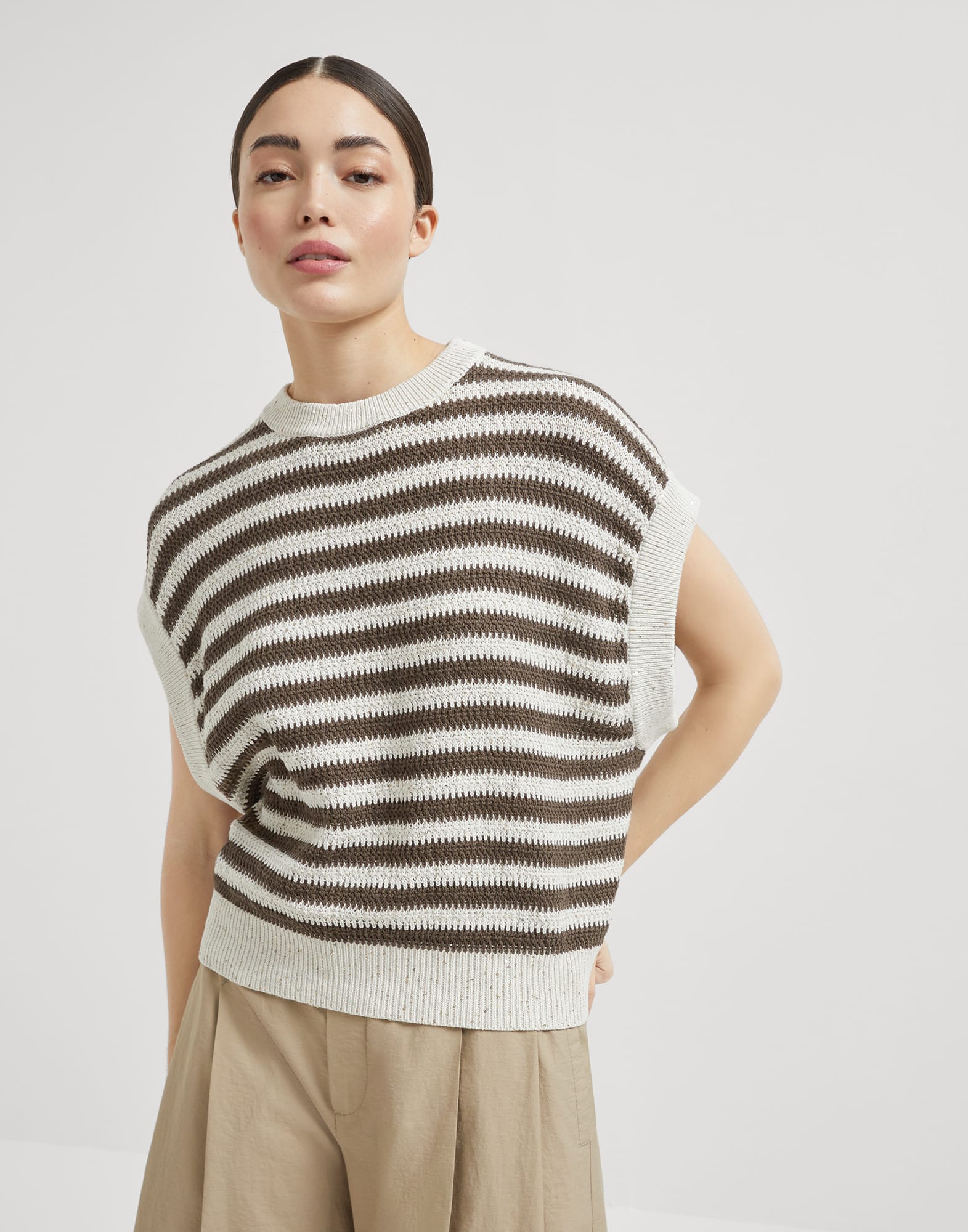 Dazzling T-shirt Chocolate Woman - Brunello Cucinelli
