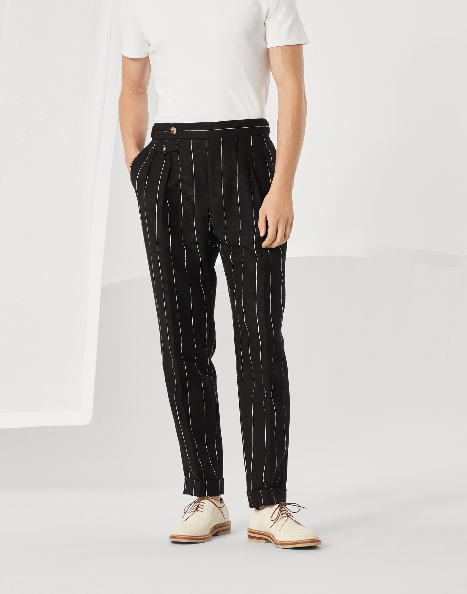 Chalk stripe trousers Black Man - Brunello Cucinelli