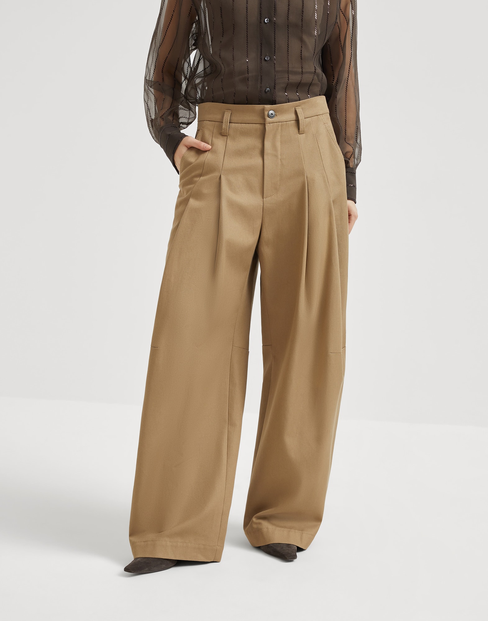 Pantalone cinque tasche Baggy Camel Donna - Brunello Cucinelli