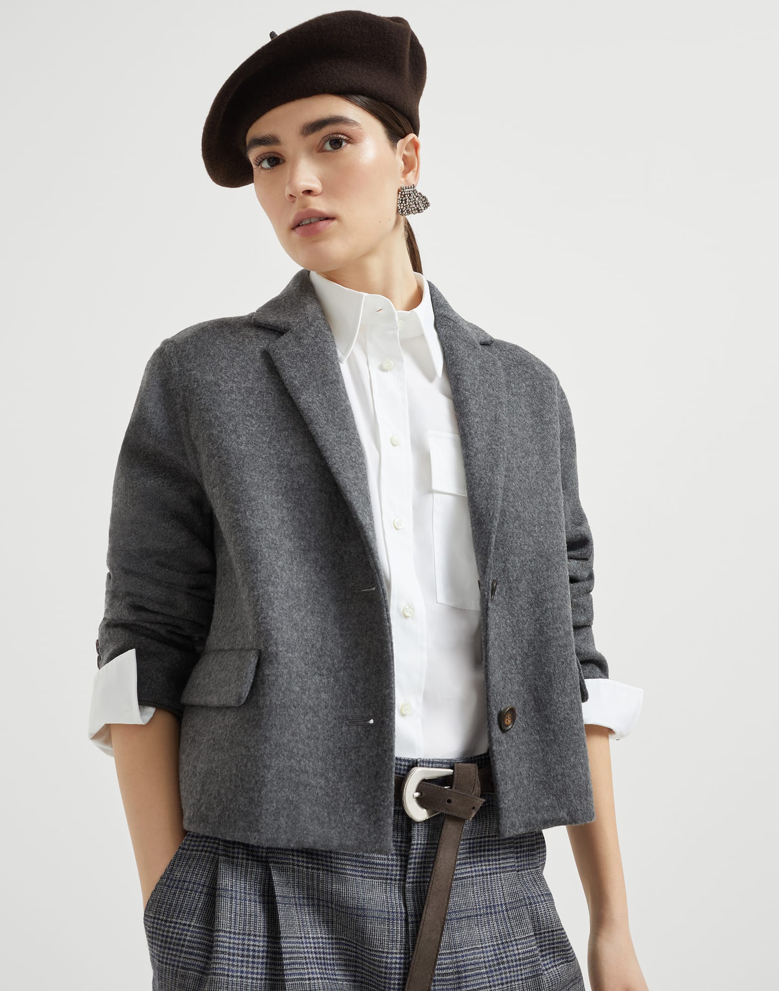 Hand-crafted cropped blazer Lead Woman - Brunello Cucinelli