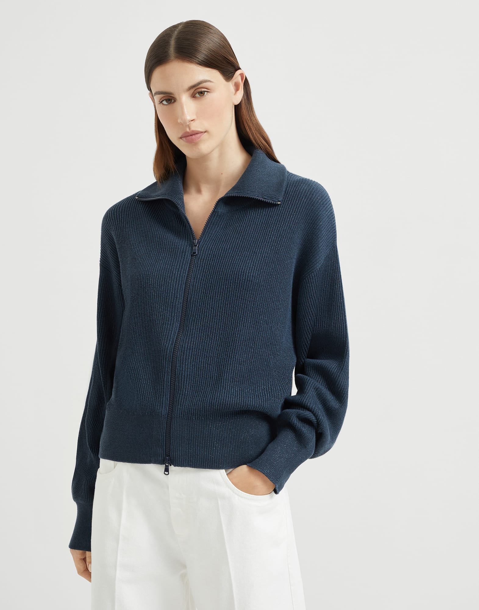Zip-front Cardigan - Front view - View Full Screen