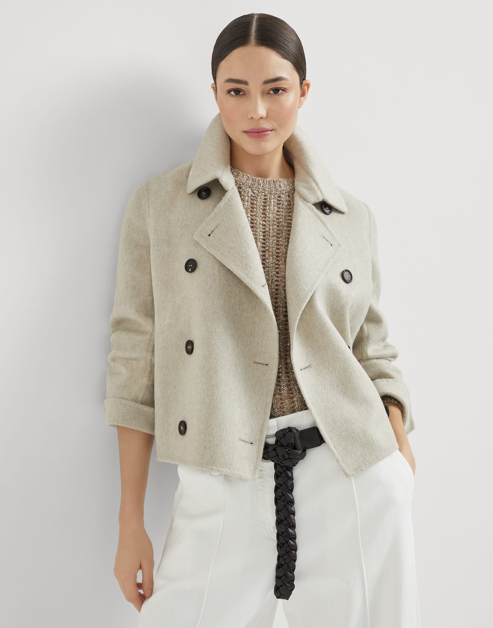 Caban lavorazione double Beige Freddo Donna - Brunello Cucinelli