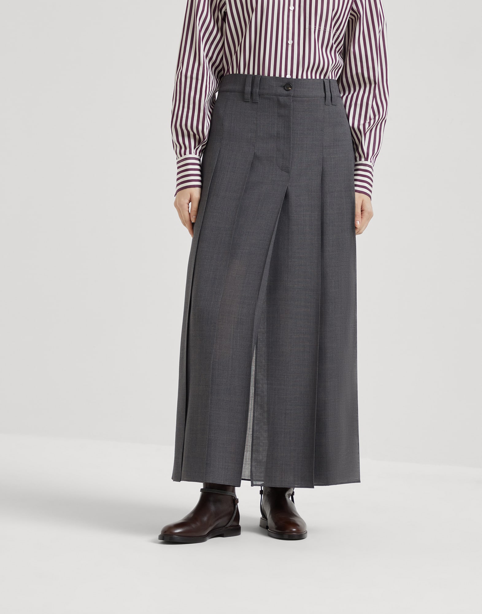 プリーテッド ロングスカート アントラサイト レディース - Brunello Cucinelli