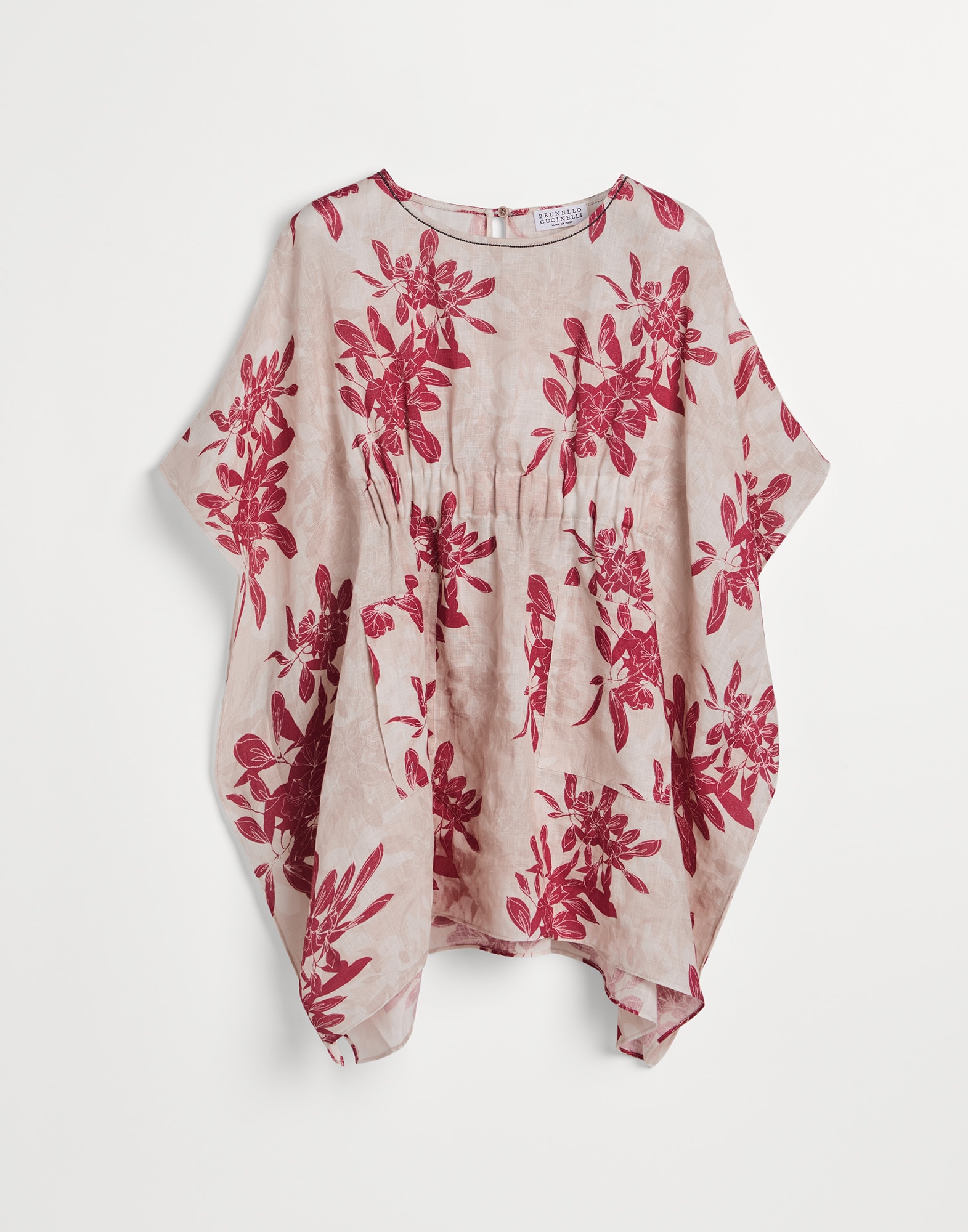 Linen Flower Print poncho