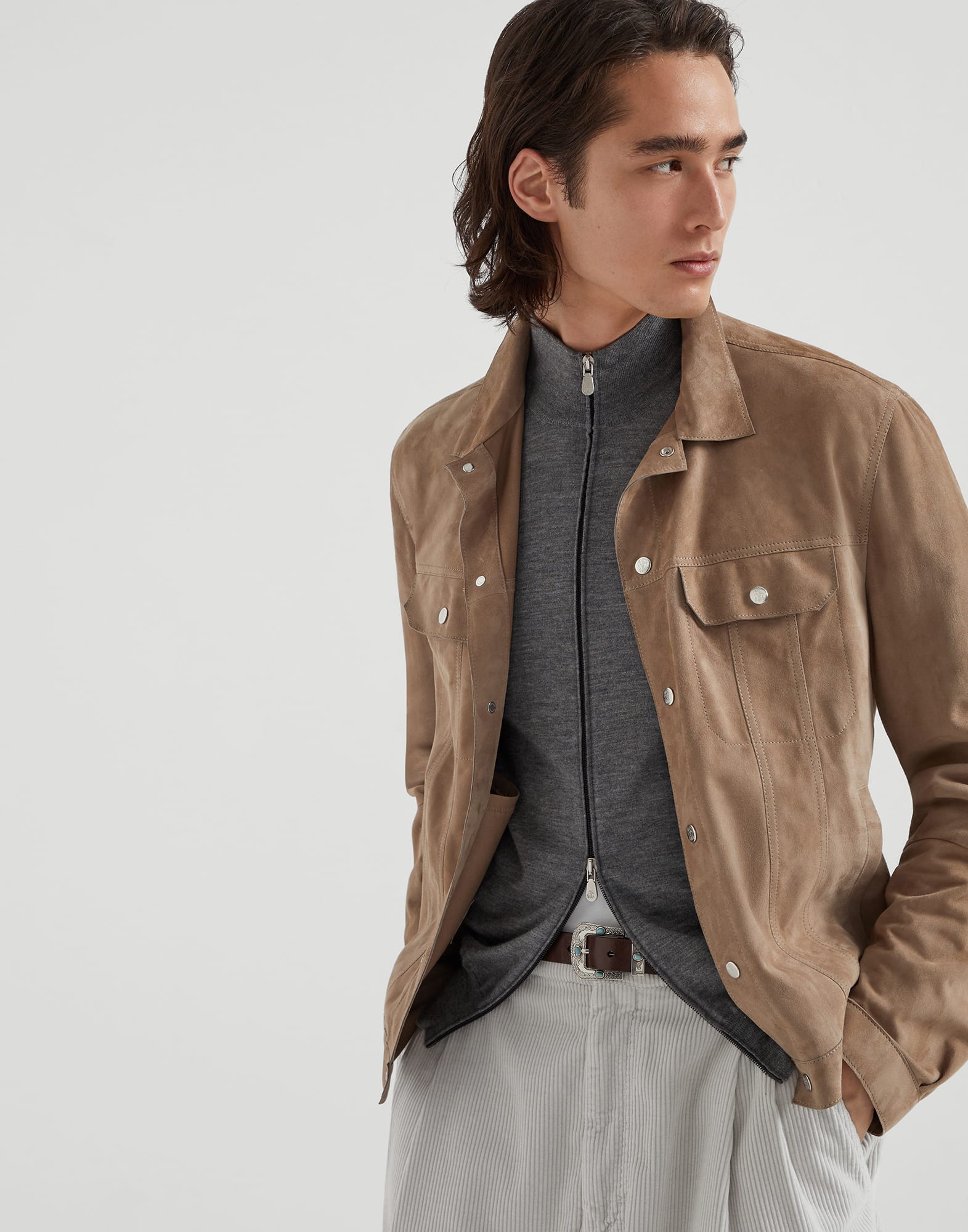 Cardigan leggero Grigio Scuro Uomo - Brunello Cucinelli