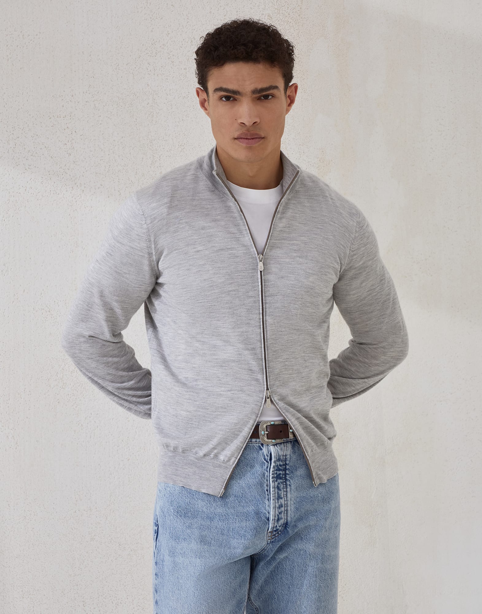 Zip-front Cardigan - Front view - View Full Screen