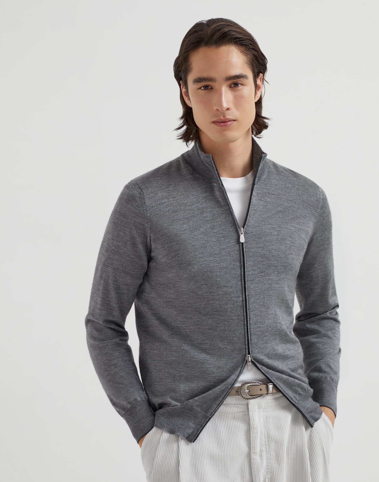 Cardigan leggero Grigio Scuro Uomo - Brunello Cucinelli
