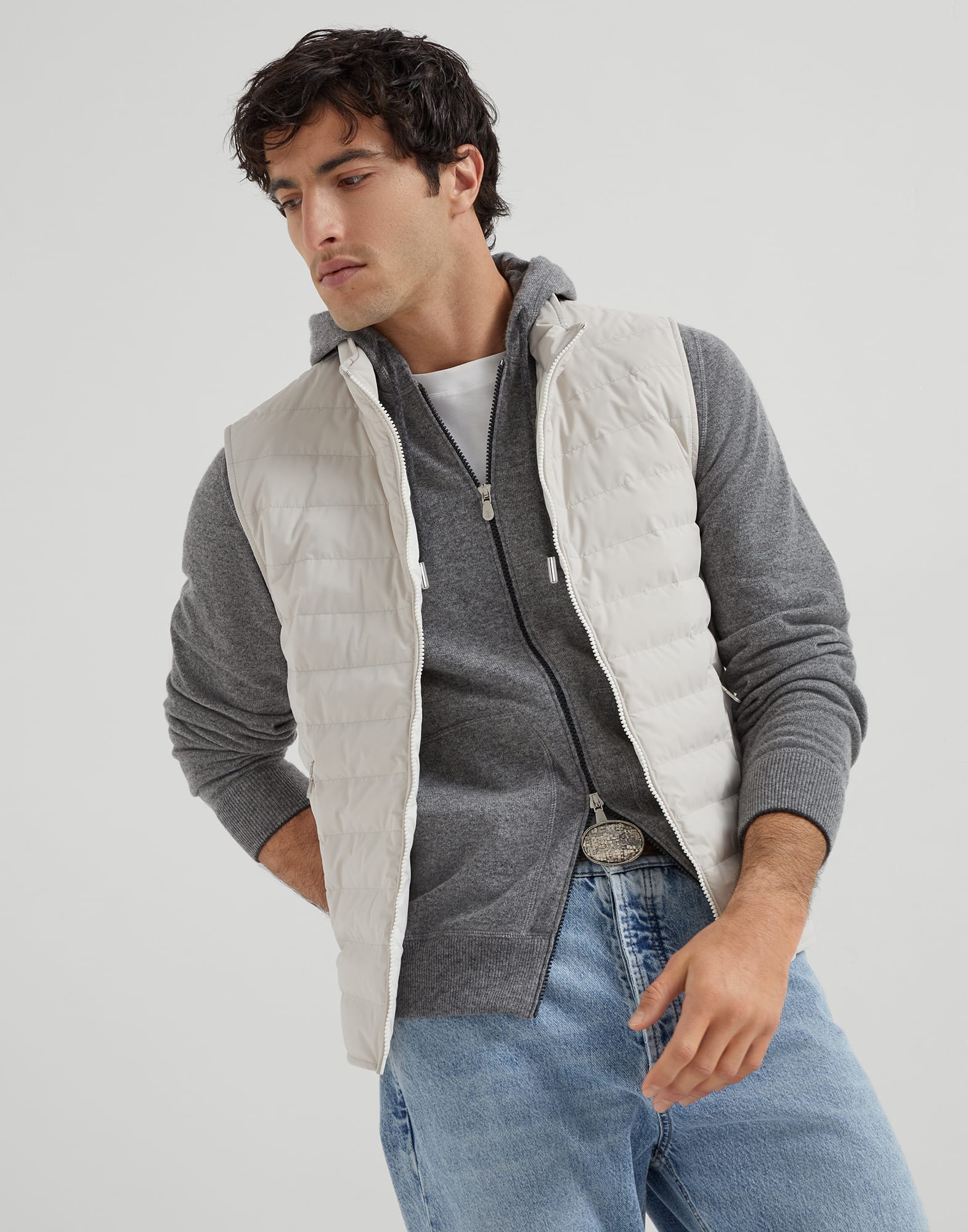 Sweatshirt-style cardigan Dark Grey Man - Brunello Cucinelli