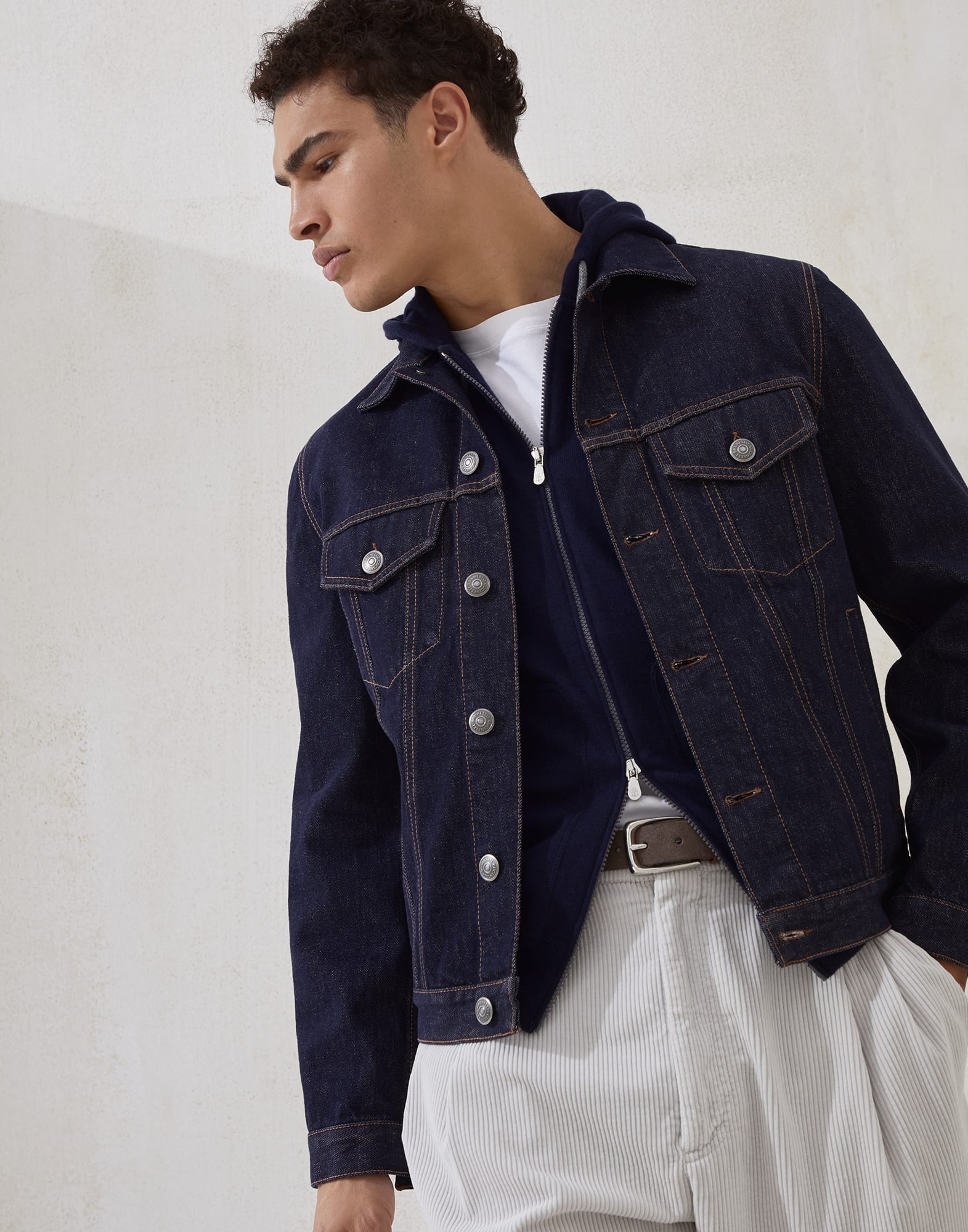 Sweatshirt-style cardigan Navy Blue Man - Brunello Cucinelli
