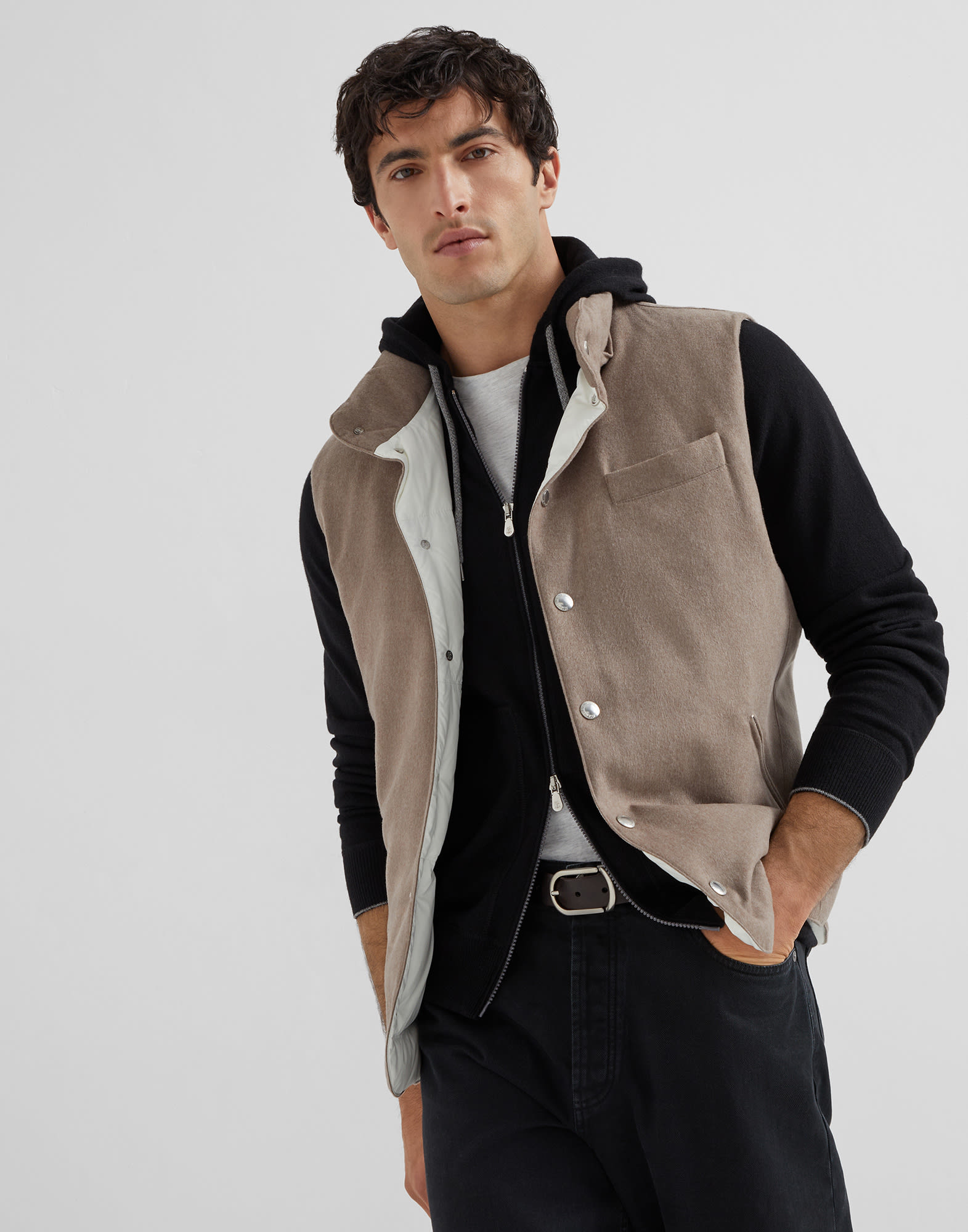 Cardigan stile felpa Nero Uomo - Brunello Cucinelli