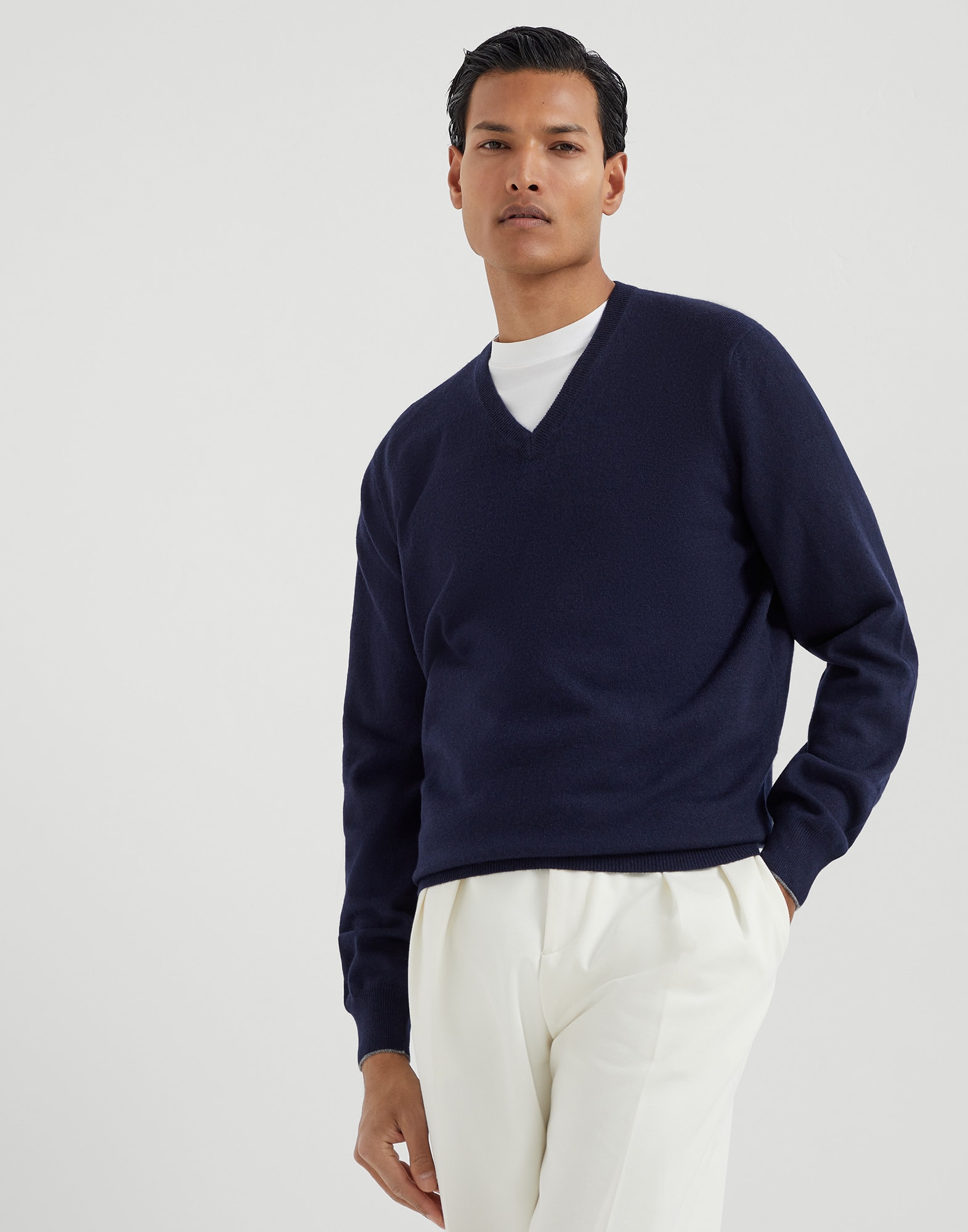 卫衣风格针织衫 海军蓝 男款 - Brunello Cucinelli