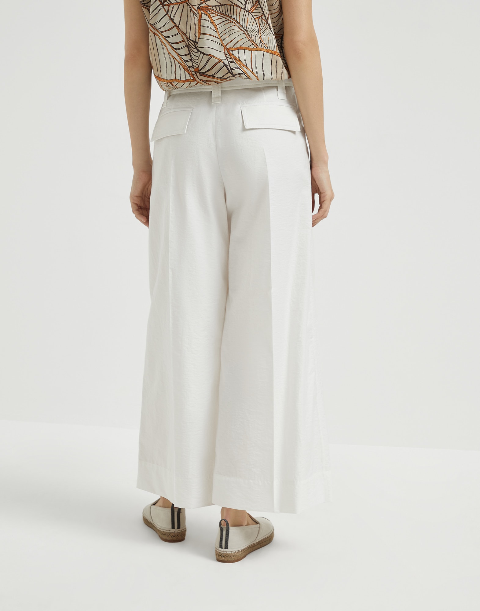 Pleated Crop-Hose Elfenbein Damen - Brunello Cucinelli