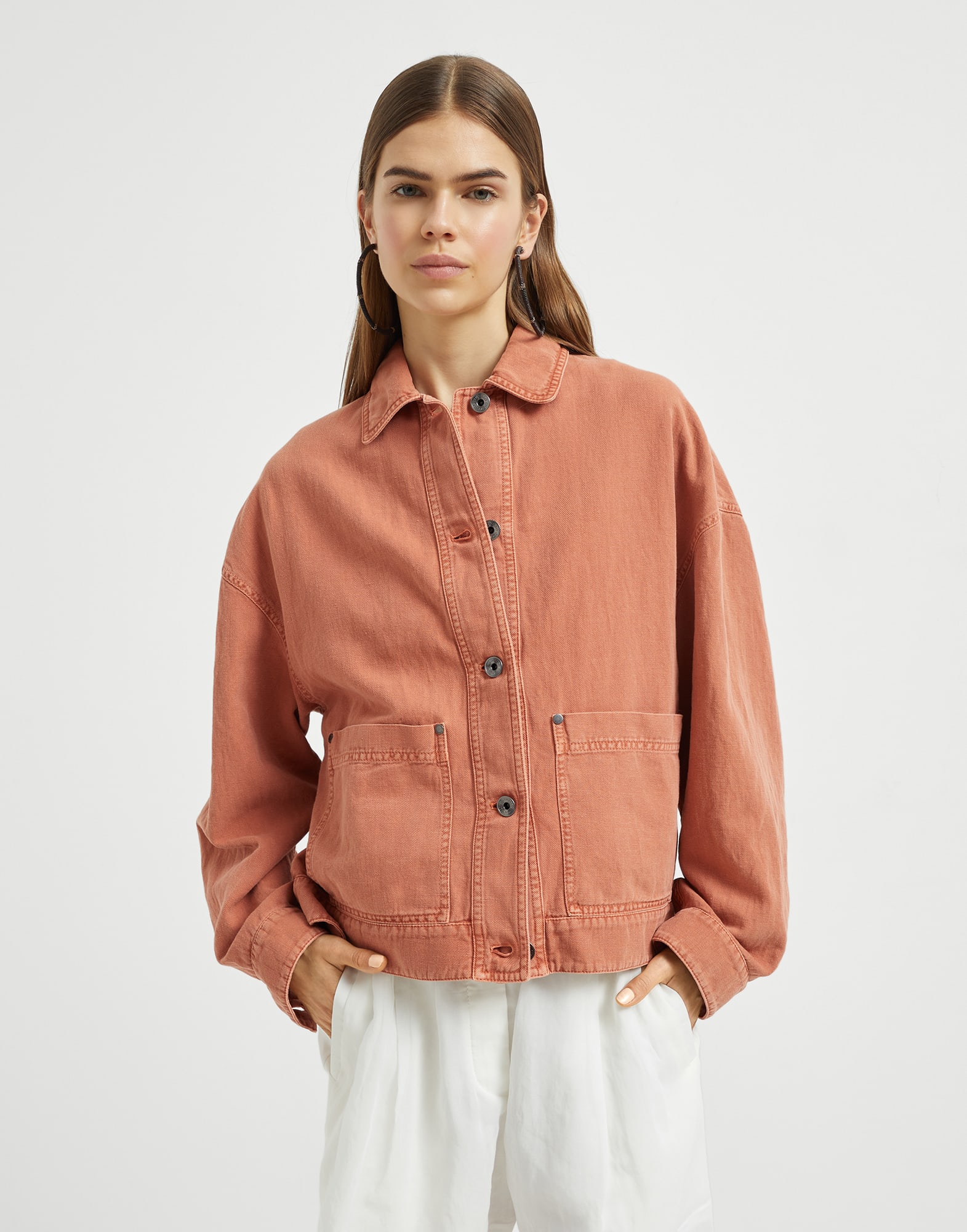Jacket with monili Mandarin Woman - Brunello Cucinelli
