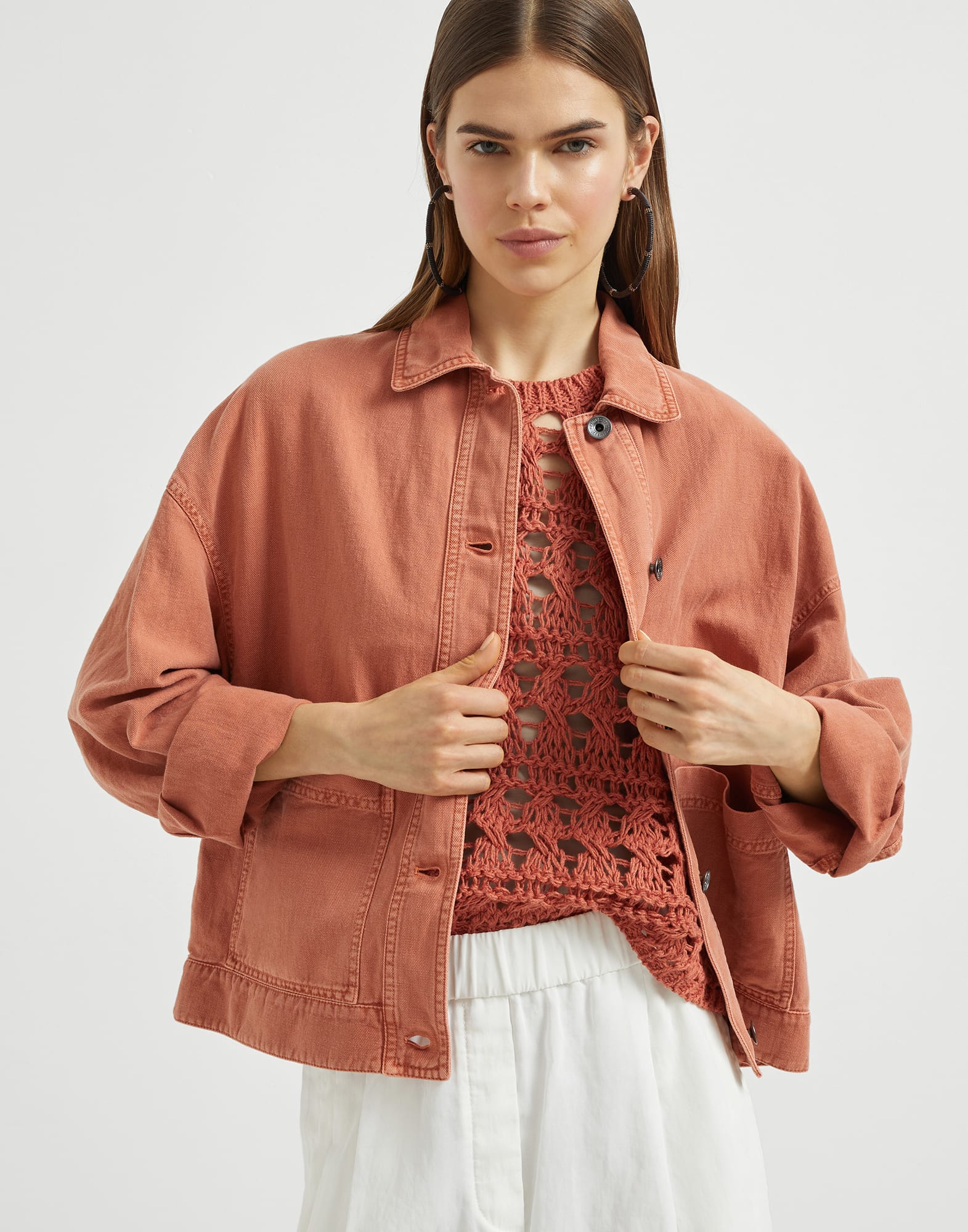 Jacket with monili Mandarin Woman - Brunello Cucinelli