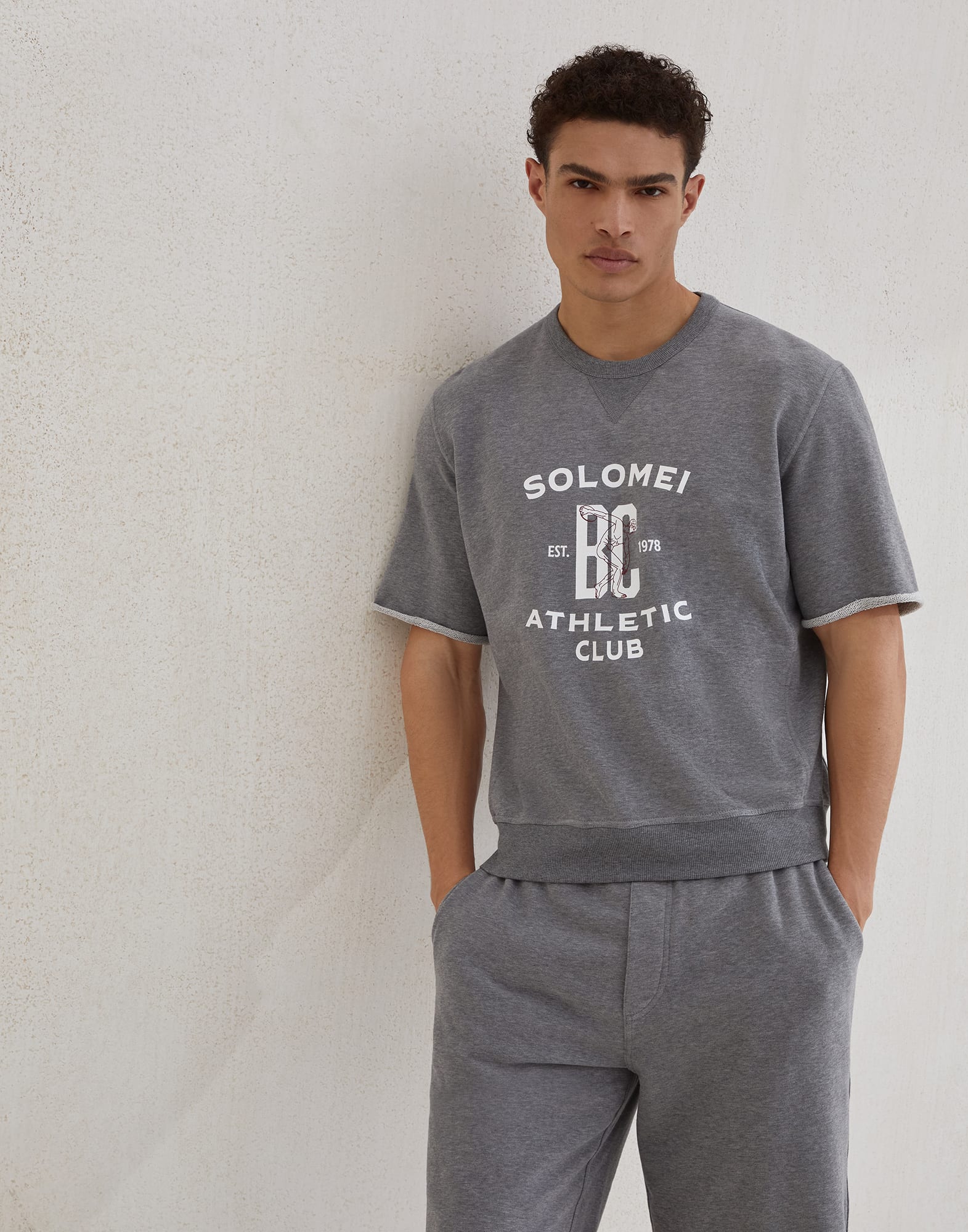 Topwear in felpa di cotone Smooth Grigio Medio Uomo - Brunello Cucinelli