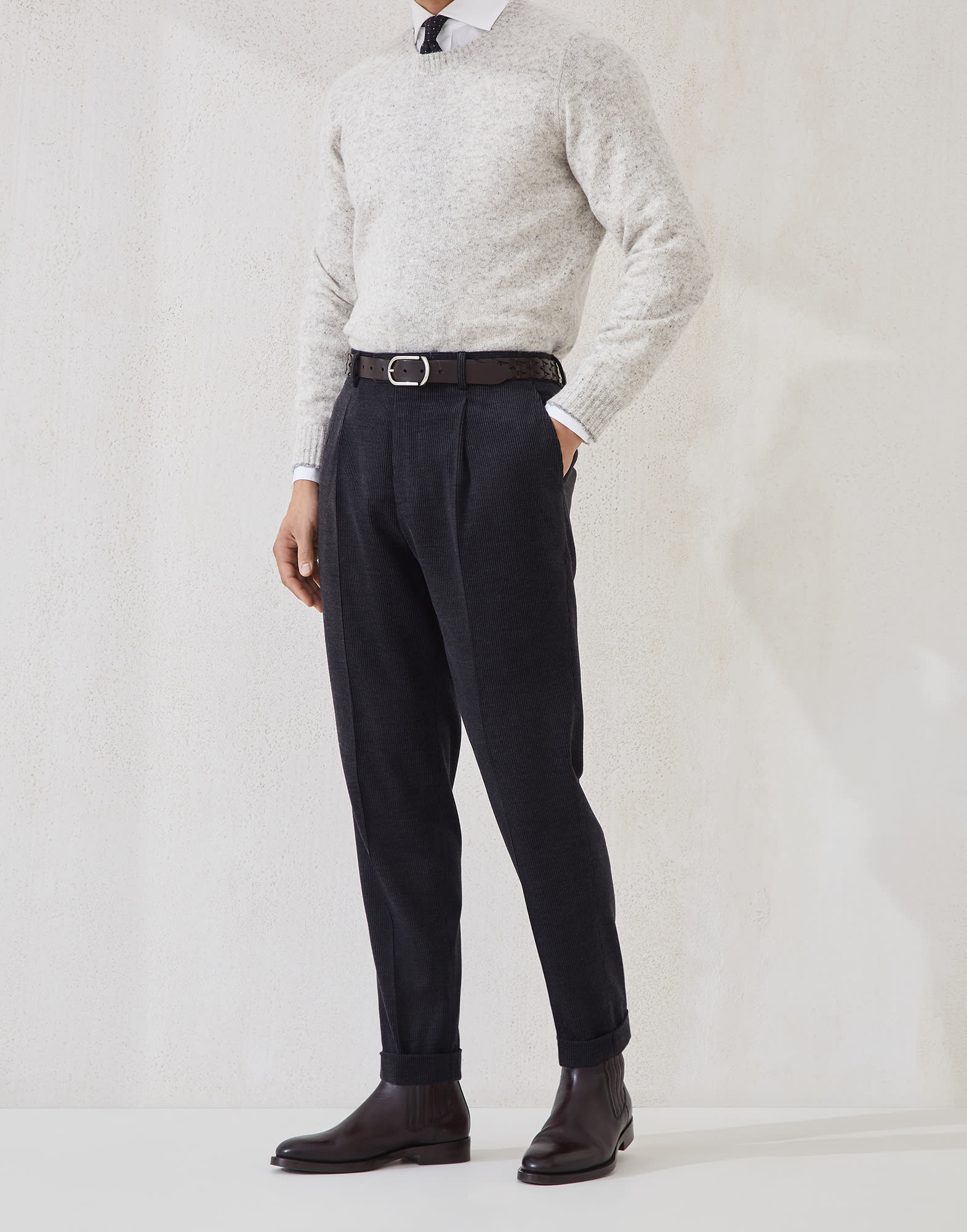 Pantalon en velours côtelé Charbon Homme - Brunello Cucinelli