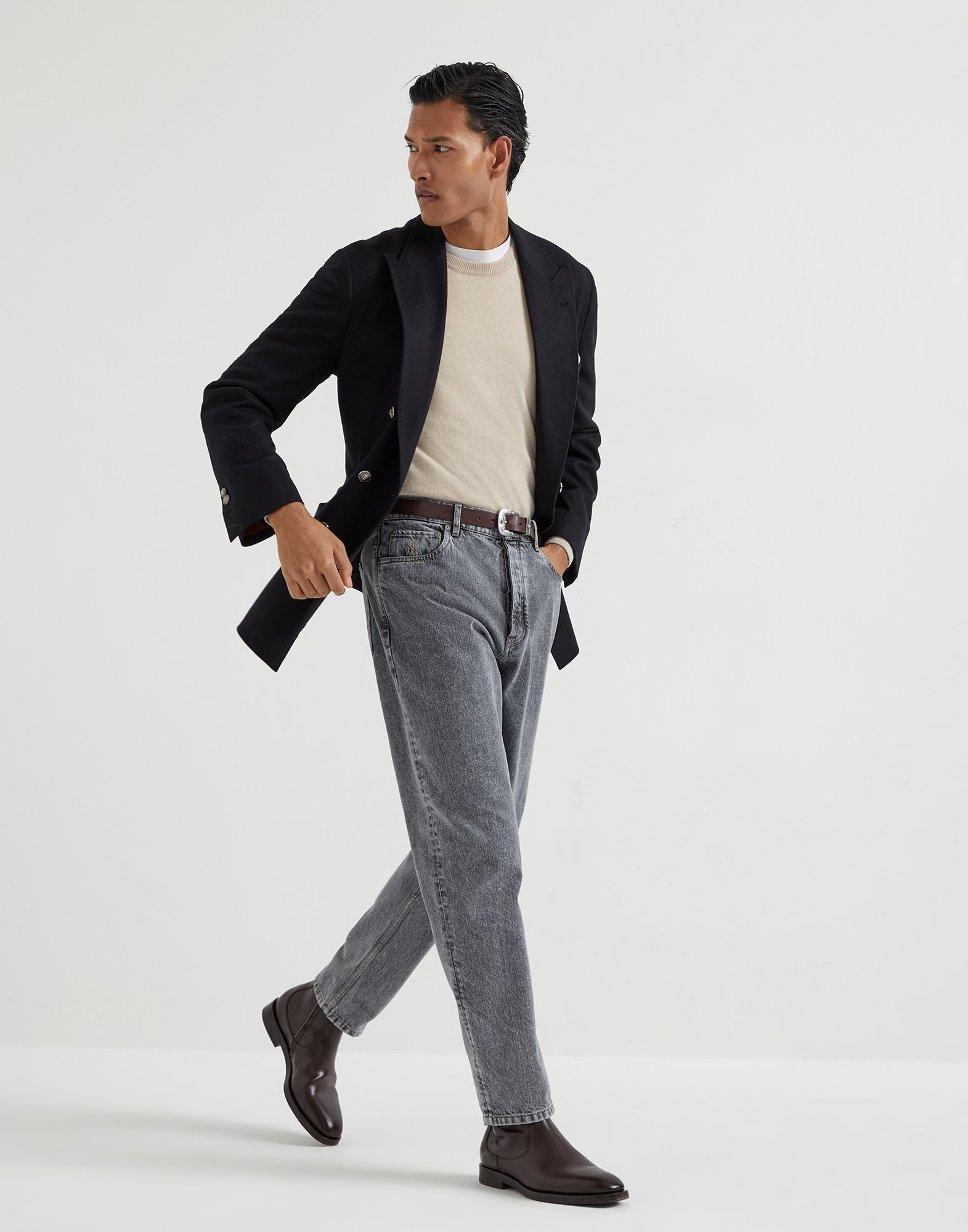 Denim Five-Pocket Trousers - Full look - View Full Screen