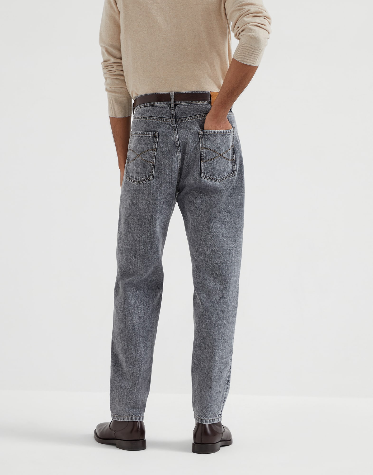 Pantalone cinque tasche Grigio Medio Uomo - Brunello Cucinelli