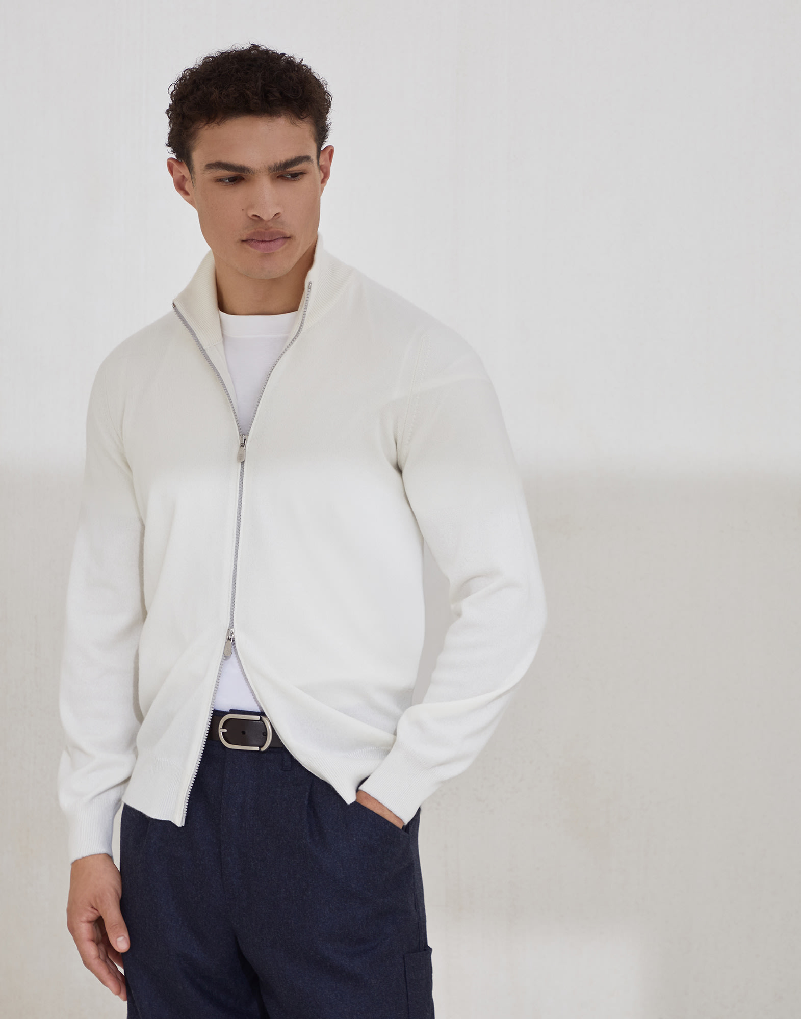 Zip-front Cardigan - Front view - View Full Screen