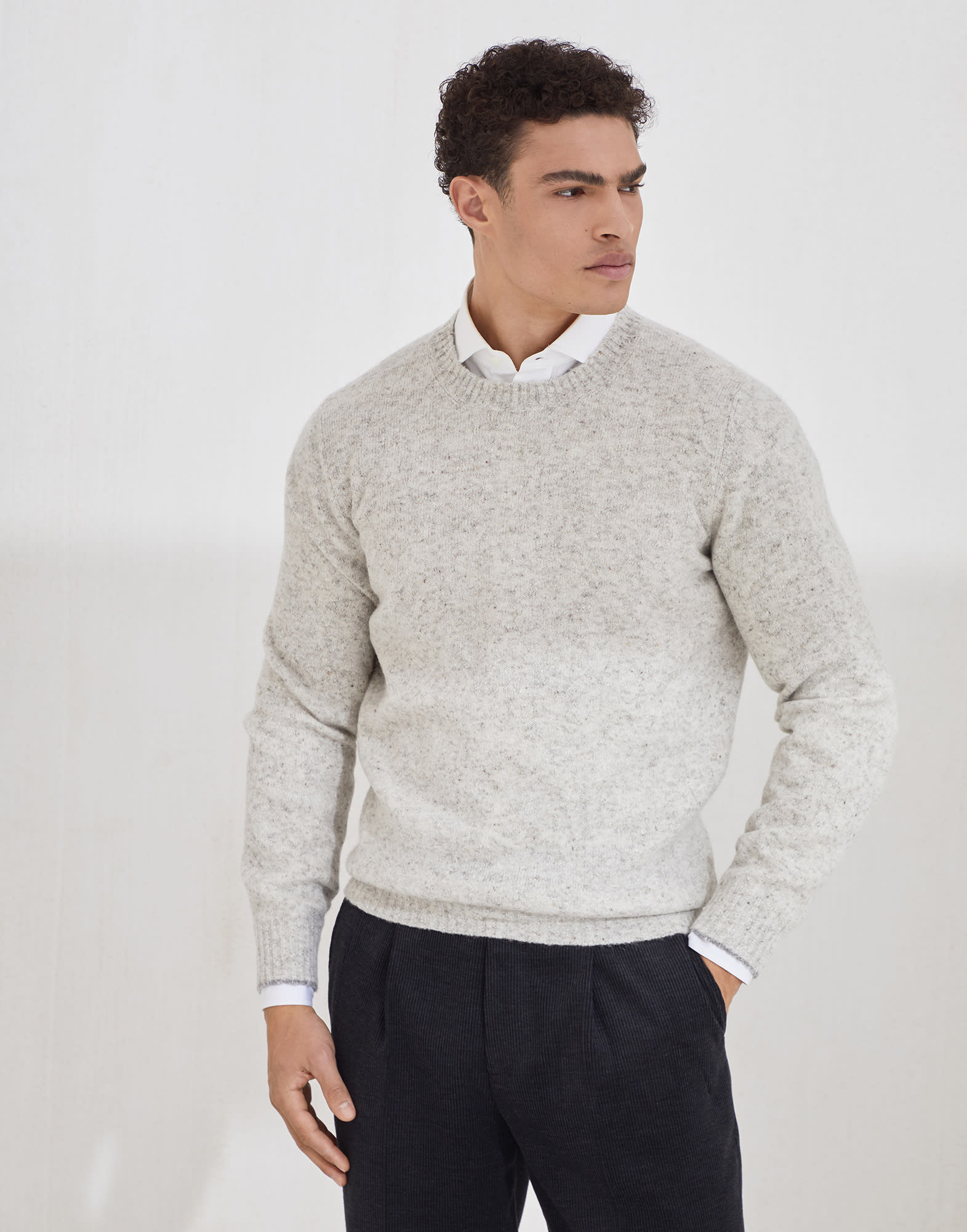 Maglia bottonata Grigio Chiaro Uomo - Brunello Cucinelli