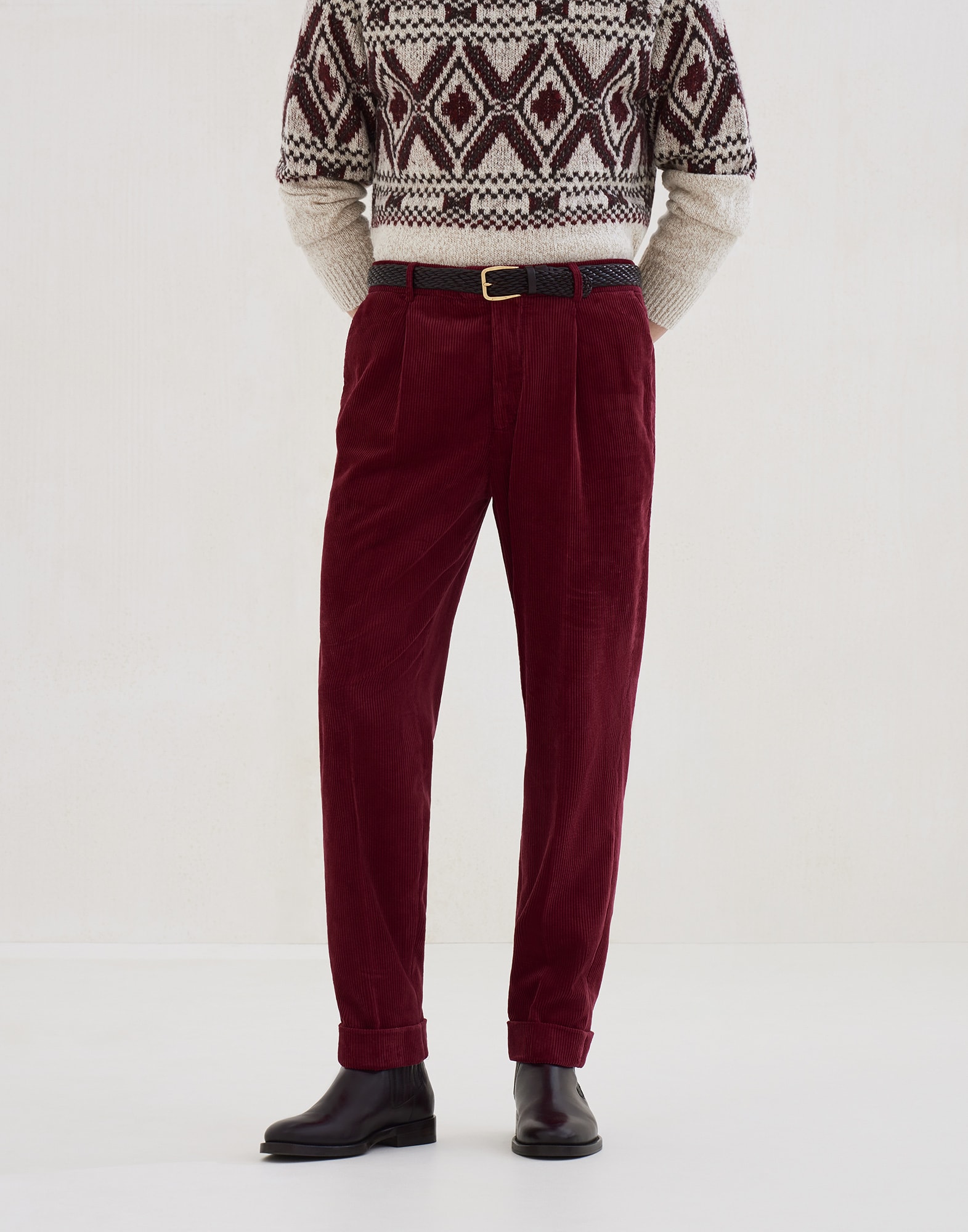 Pantalon teint en pièce Pourpre Homme - Brunello Cucinelli
