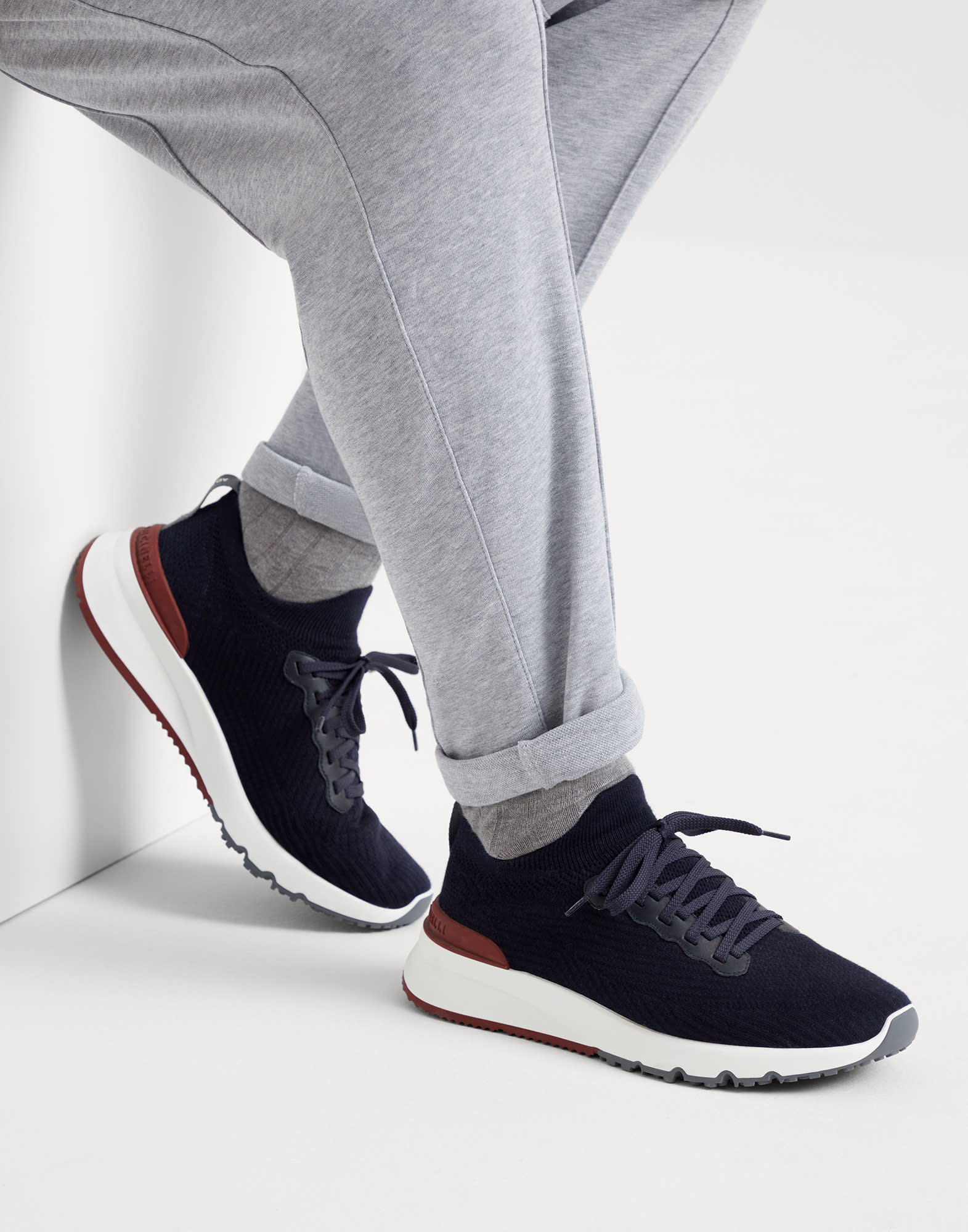 Knit runners for Man in White | Brunello Cucinelli Knit runners for Man in White | Brunello Cucinelli