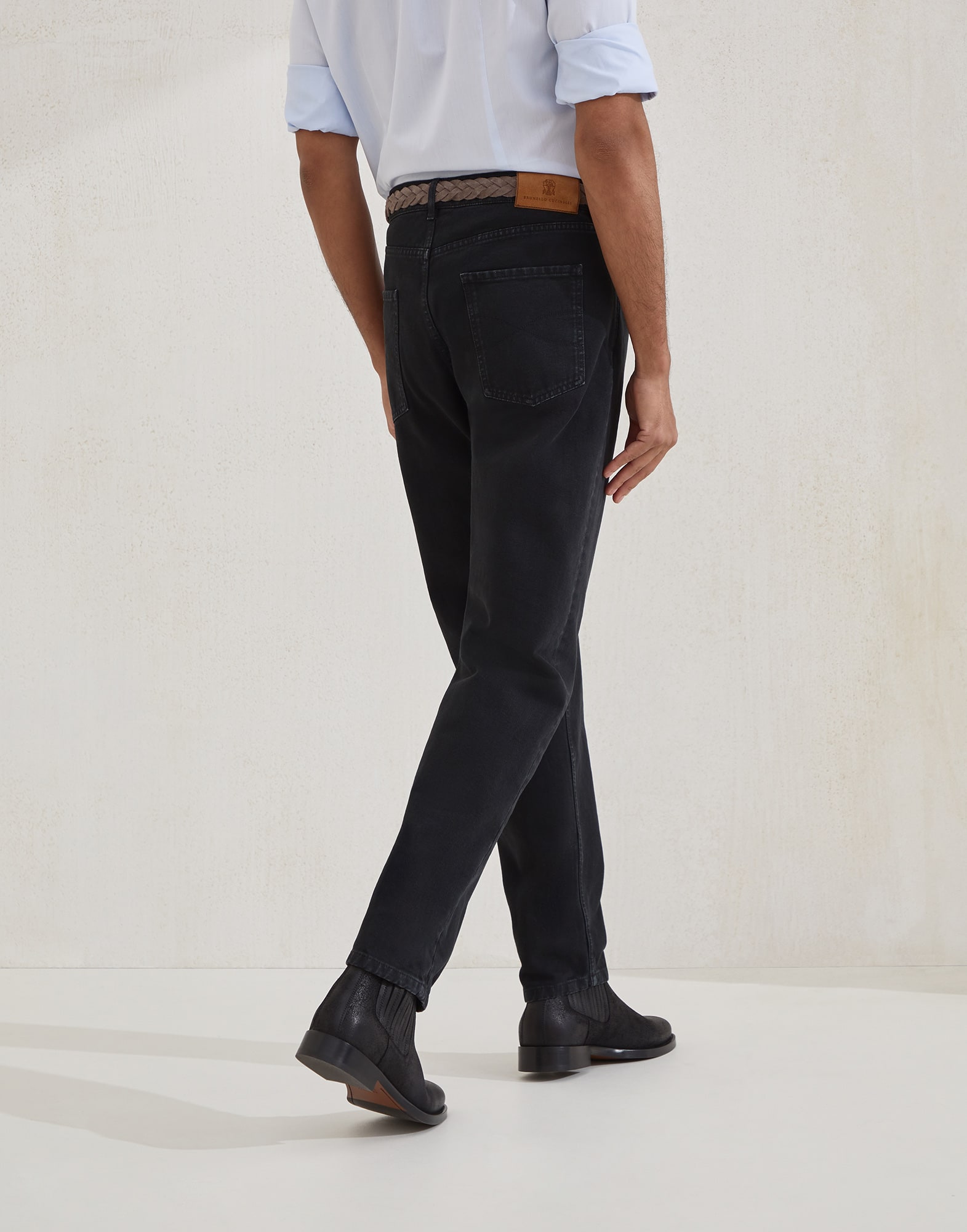 Garment-dyed denim trousers Black Man - Brunello Cucinelli