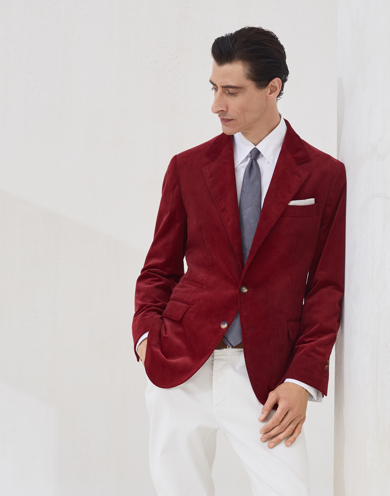 ベルベットジャケット ガーネット メンズ - Brunello Cucinelli