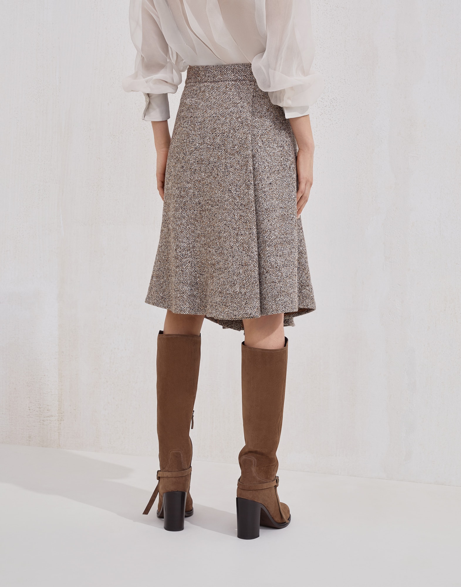 Jupe Kilt motif chevrons moucheté Corde Femme - Brunello Cucinelli