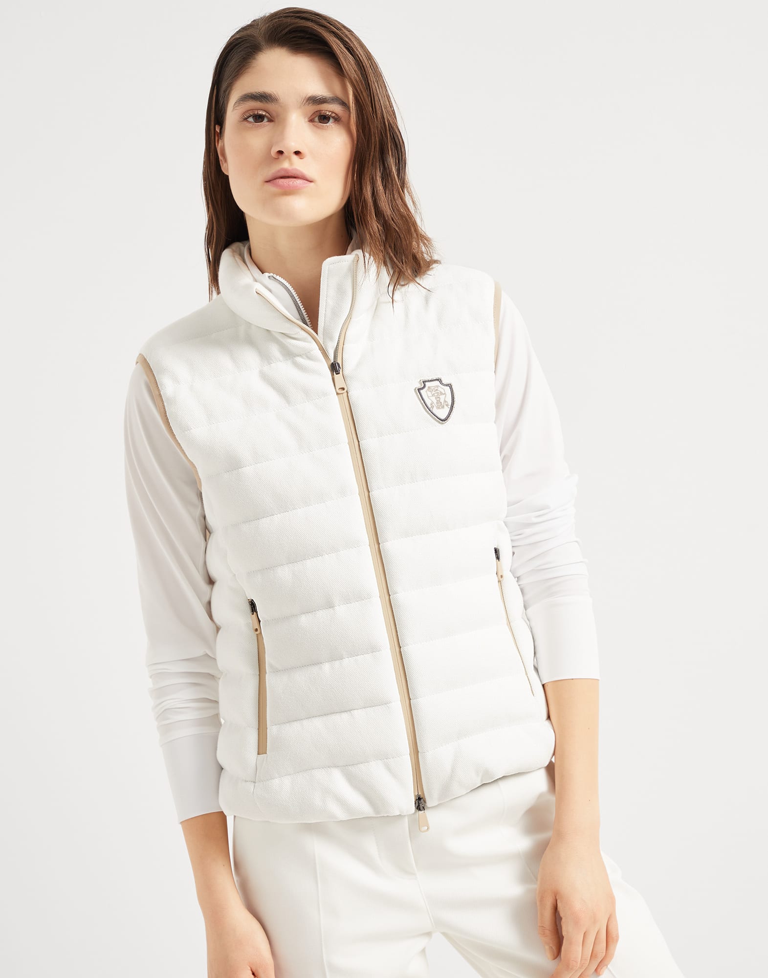 Down vest for Woman in White | Brunello Cucinelli Down vest for Woman in White | Brunello Cucinelli